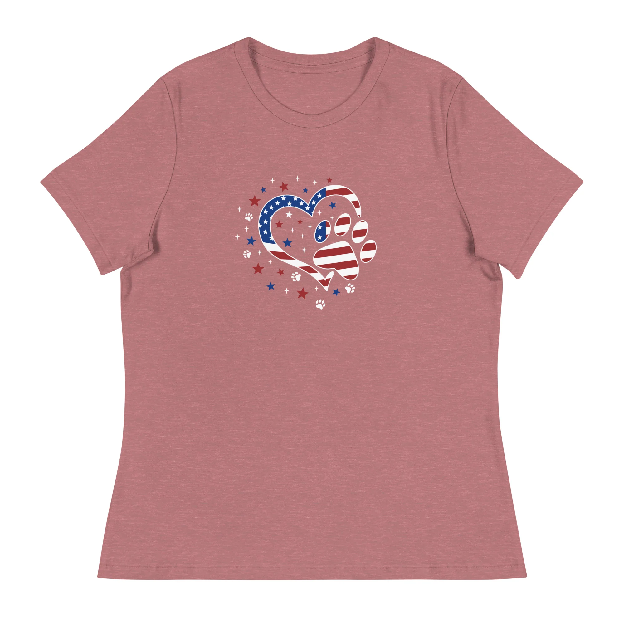Star Spangled Paw Print Love Women's Relaxed T-Shirt - Image 6