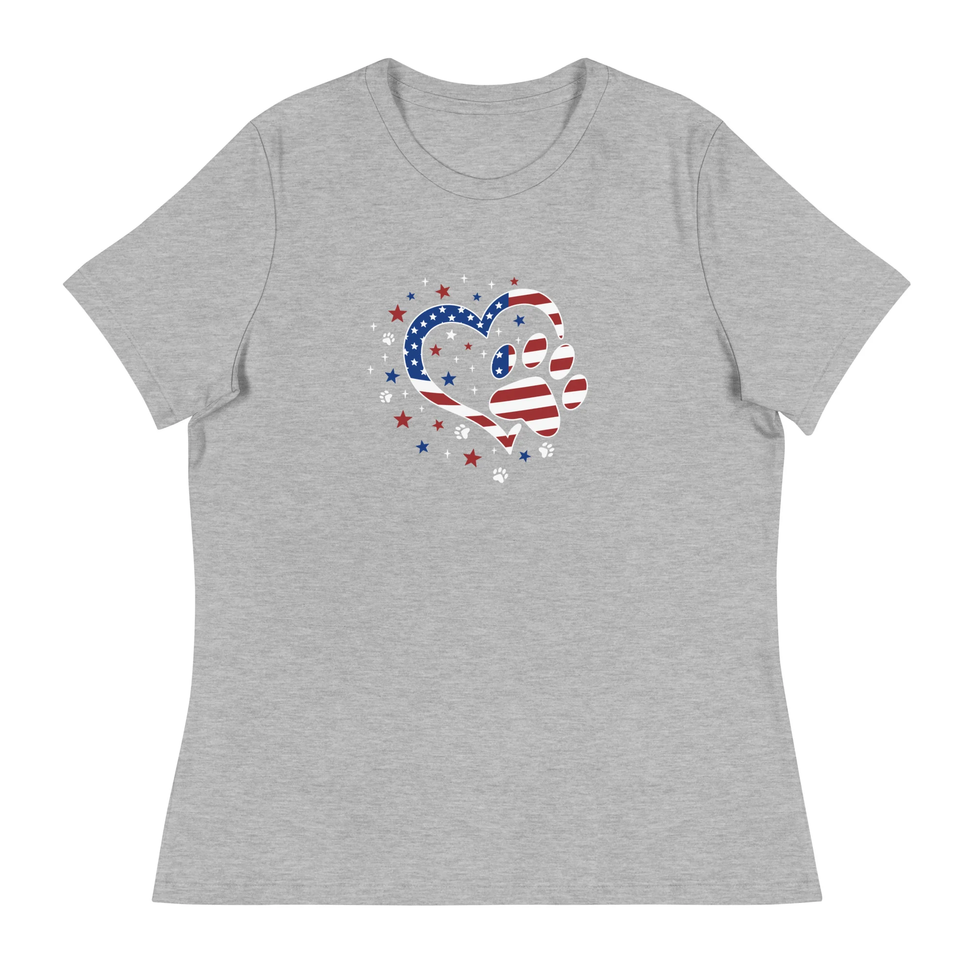 Star Spangled Paw Print Love Women's Relaxed T-Shirt - Image 8