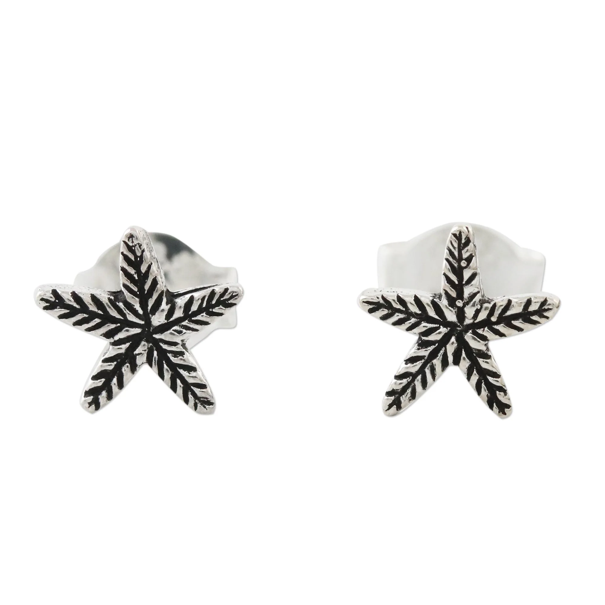 Starfish Charm Sterling Silver Starfish Stud Earrings from Thailand - Image 2