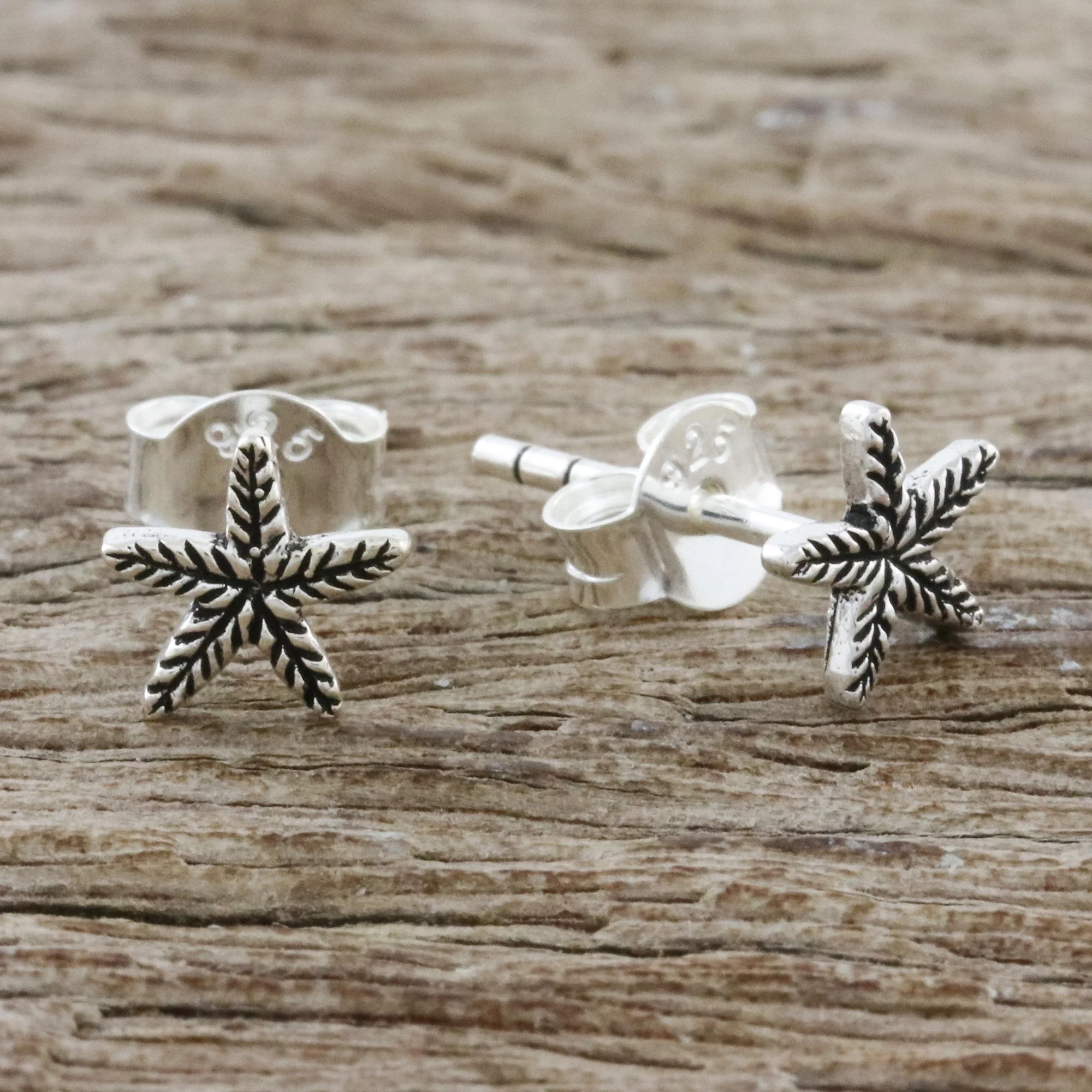 Starfish Charm Sterling Silver Starfish Stud Earrings from Thailand - Image 3