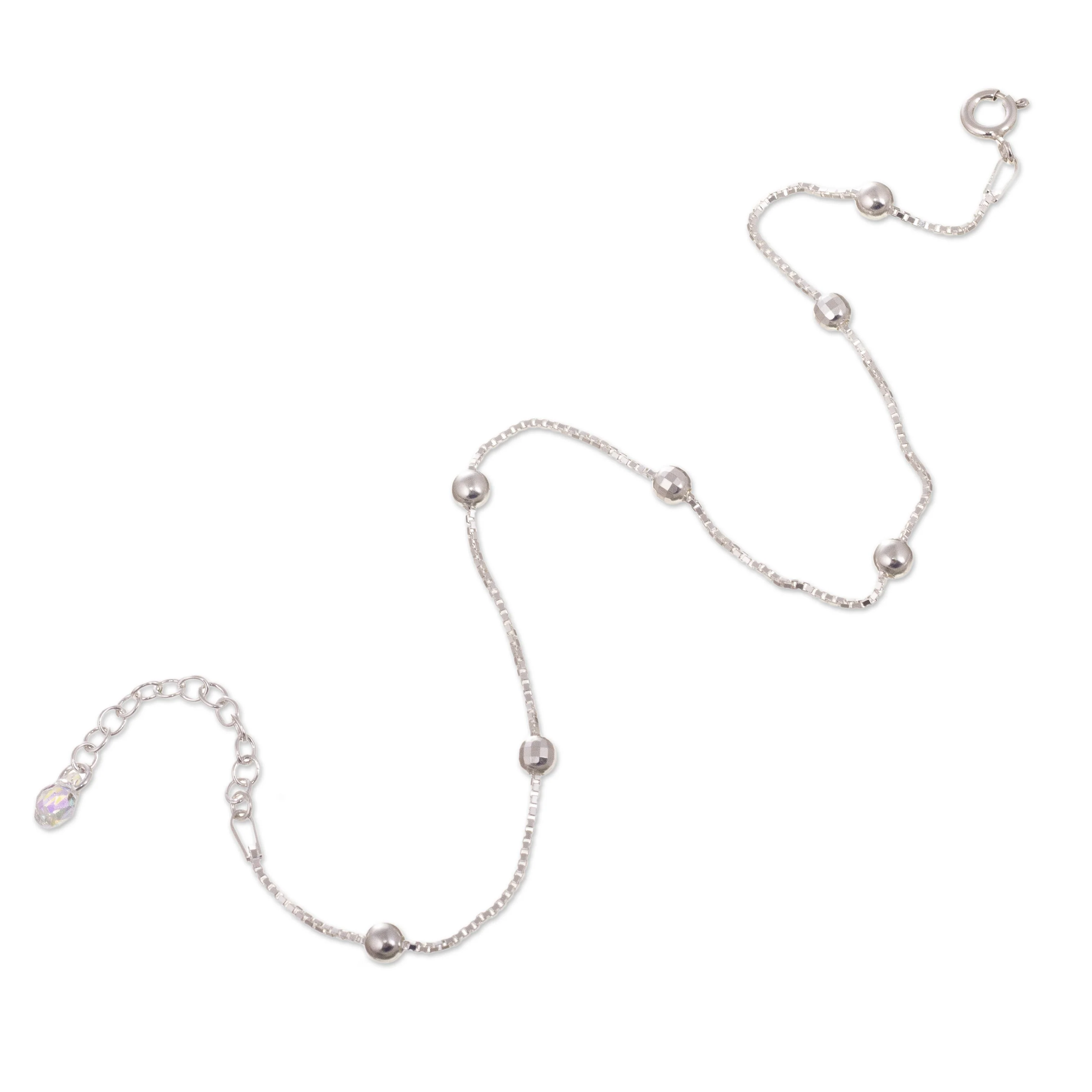 Station to Station Sterling Silver Station Anklet - Image 3