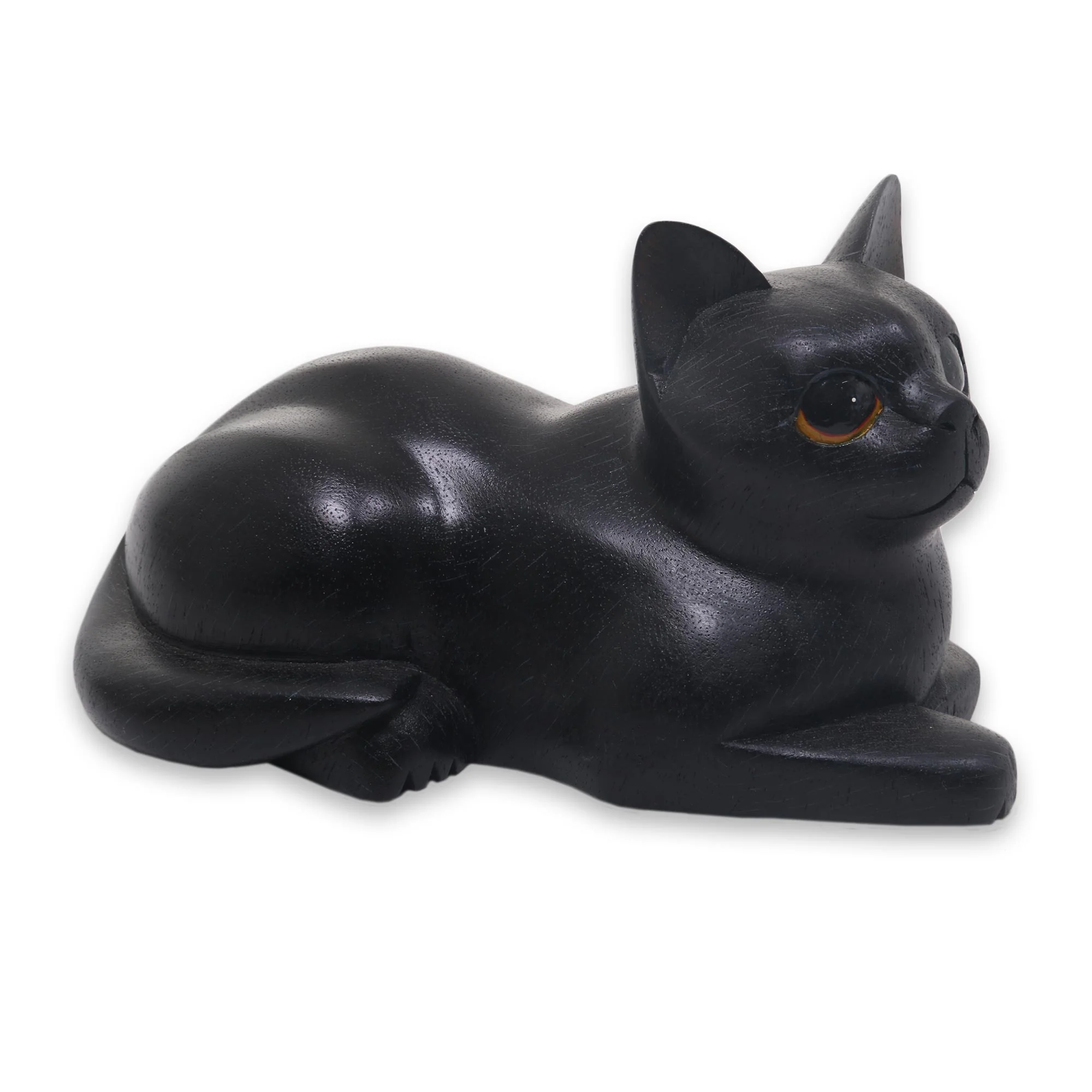 Stay Calm Black Cat Artisan Crafted Black Cat Sculpture from Indonesia - Image 2