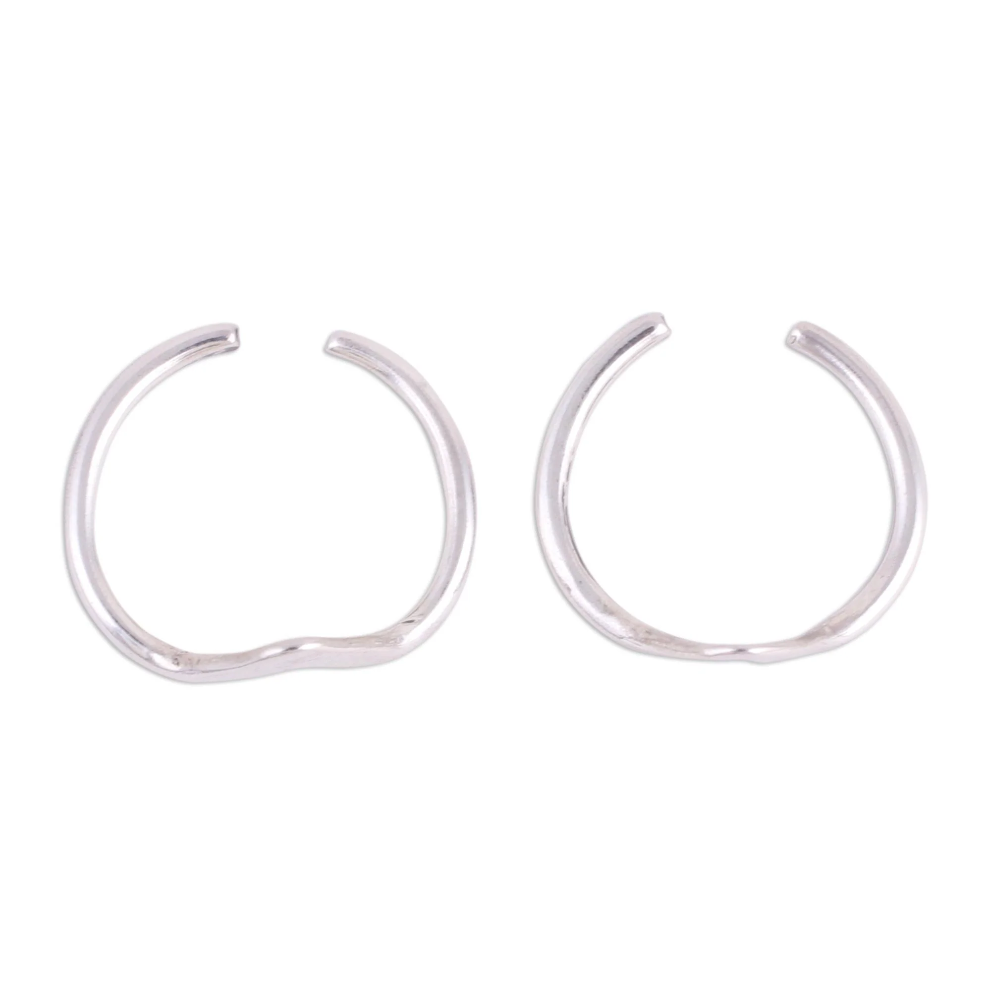 Steady Rhythm Modern Polished Sterling Silver Toe Band Rings (Pair) - Image 4