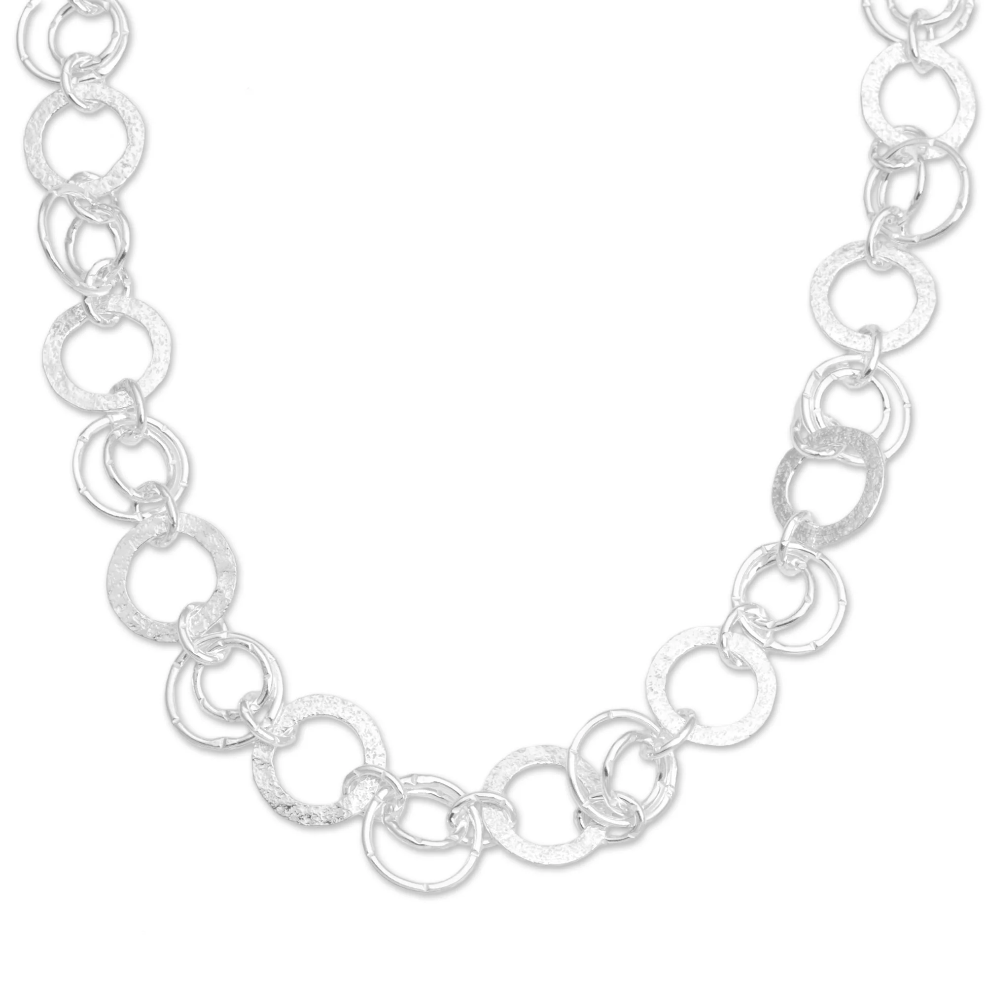 Stellar Rings 925 Sterling Silver Modern Chain Necklace from Bali - Image 5