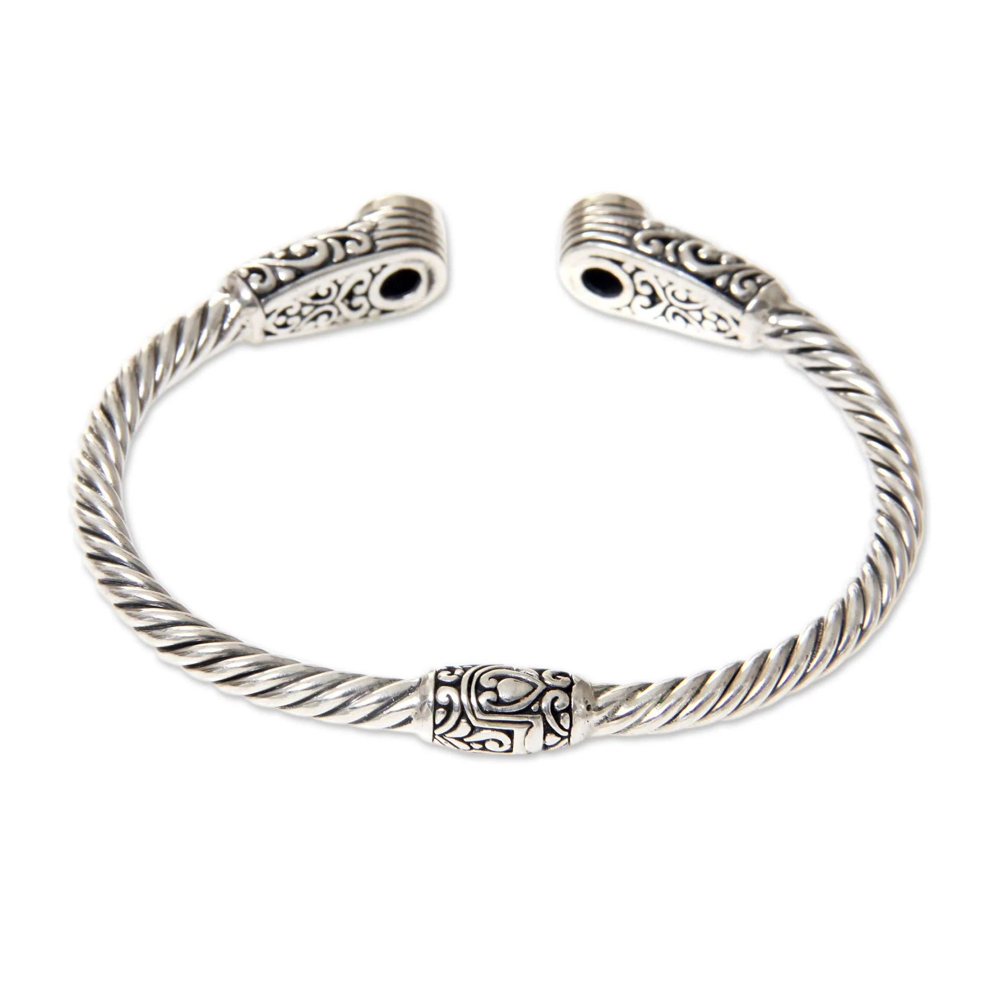 Sterling Silver & Amethyst Bangle Bracelet - Image 4