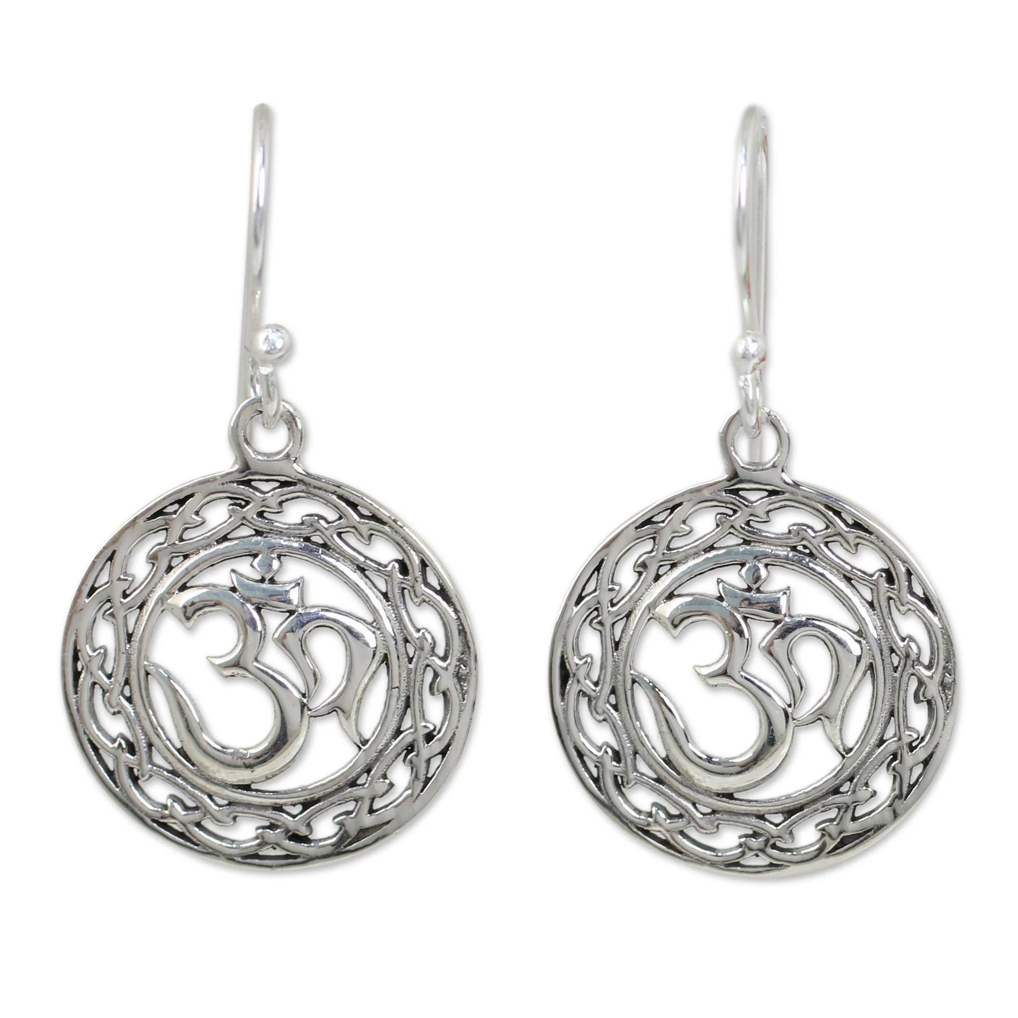Sterling Silver Celtic Om Dangle Earrings - Image 2