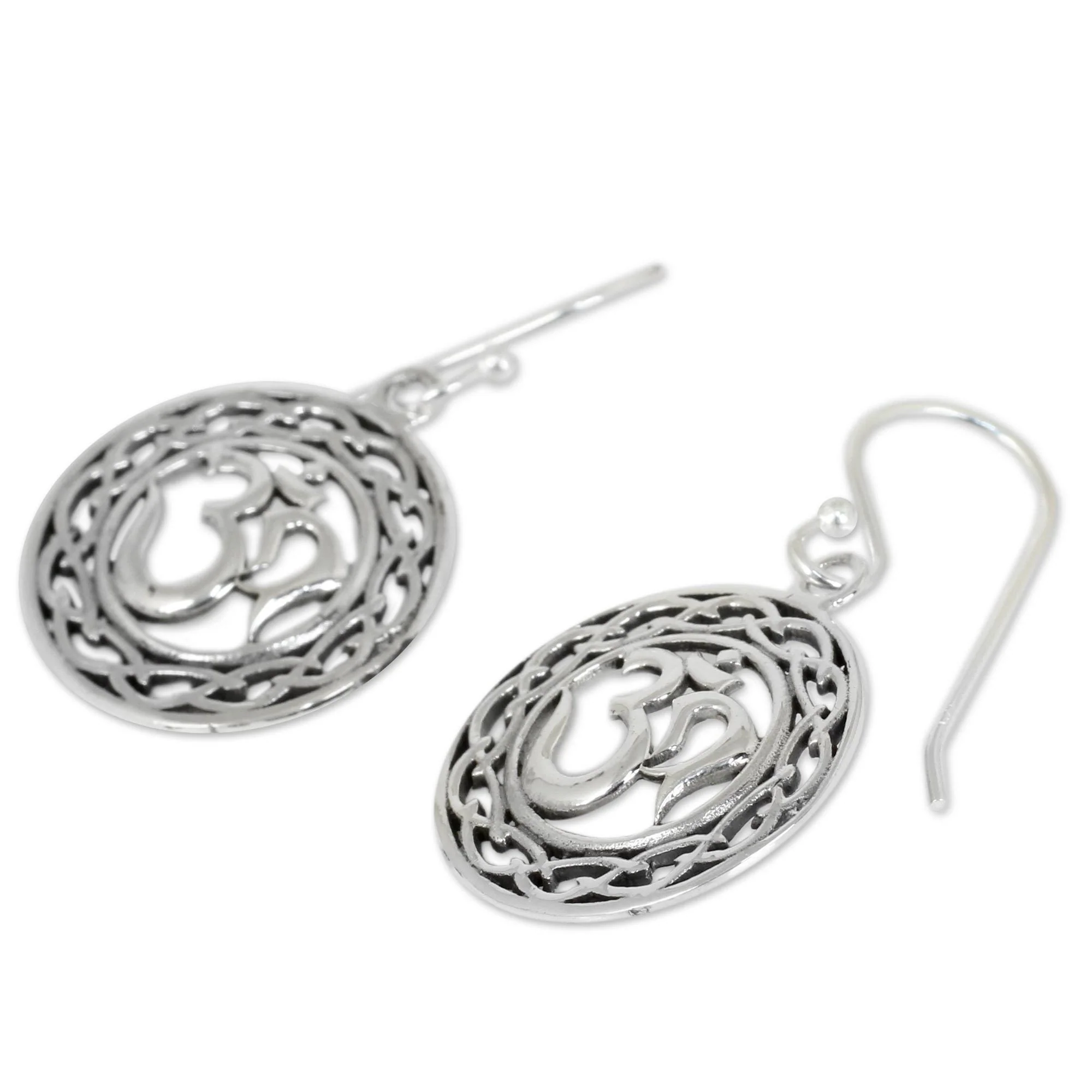 Sterling Silver Celtic Om Dangle Earrings - Image 3