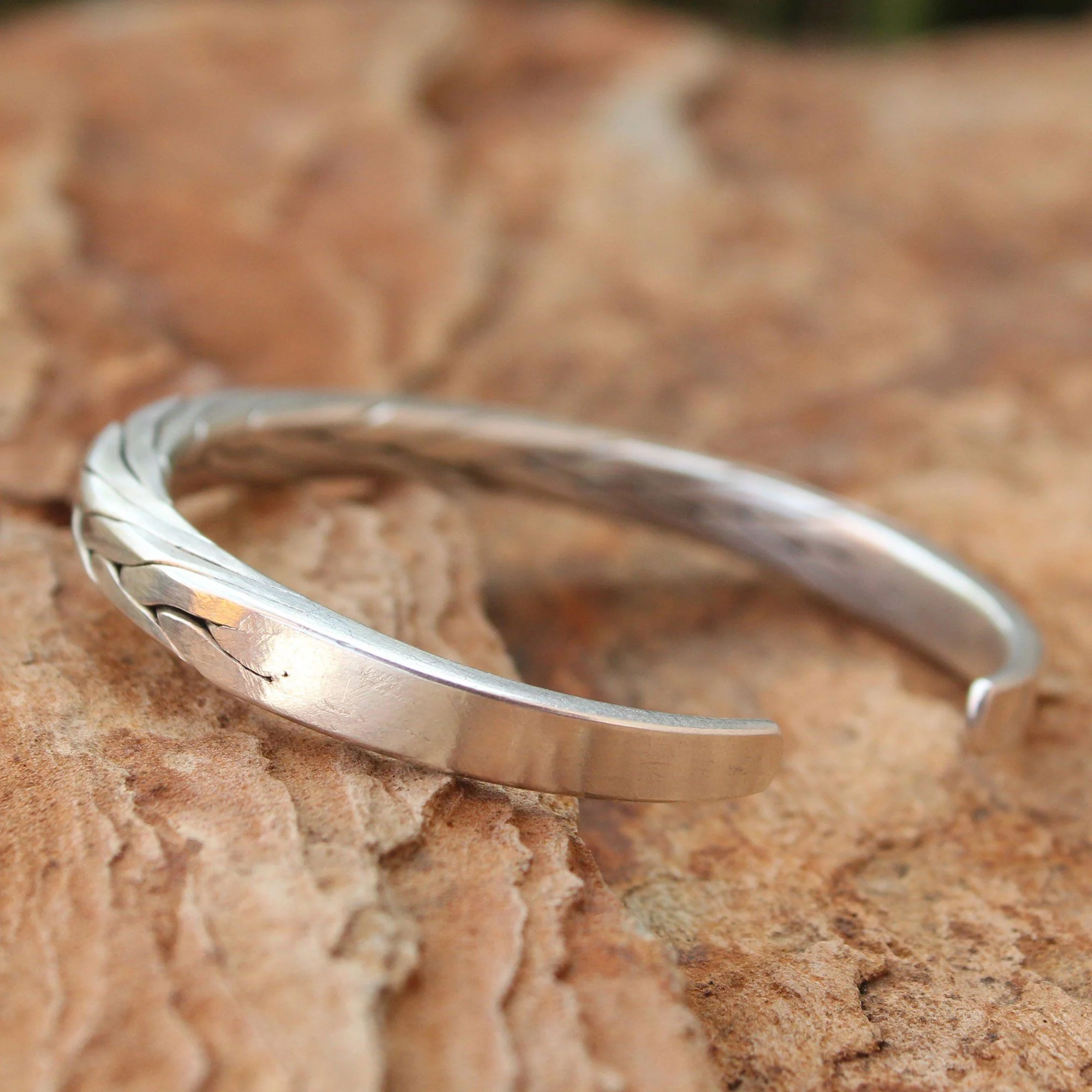 Sterling Silver Men's Braided Cuff Bracelet - Image 2