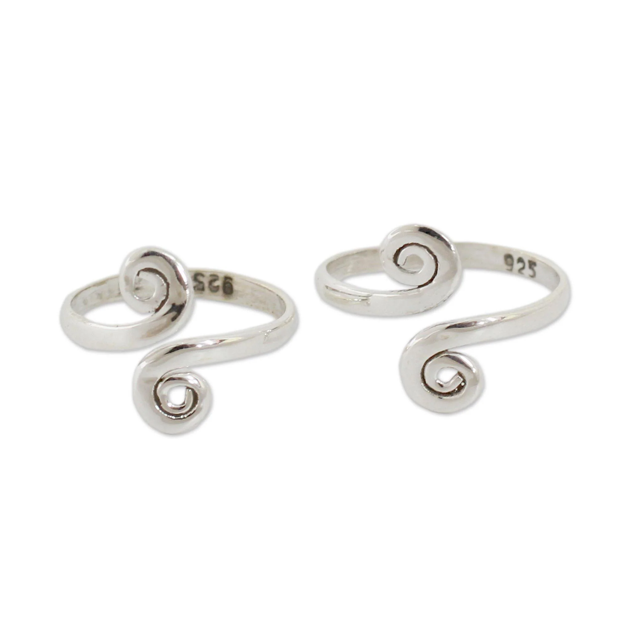 Sterling Silver Spiral Adjustable Toe Rings - Set of 2 - Image 2
