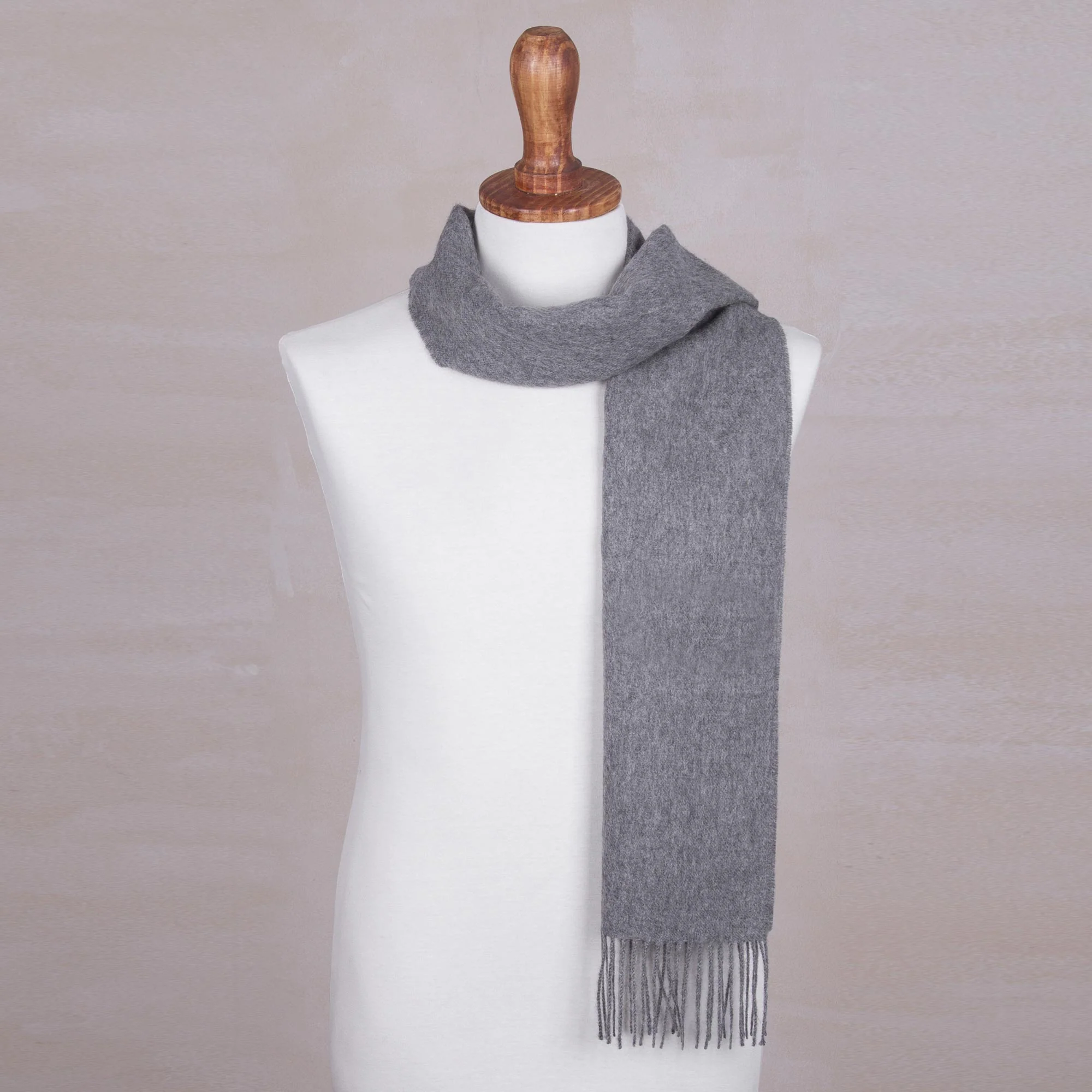 Stormy Gray Men's Alpaca Scarf - Image 5