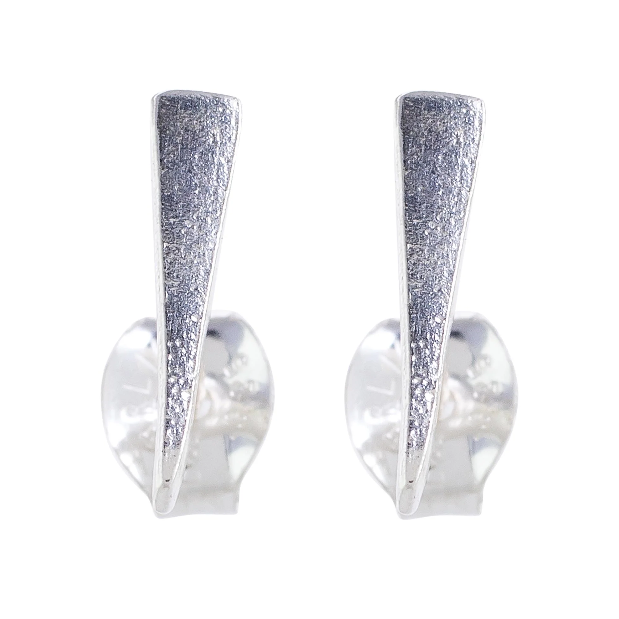 Straight and True Elongated Triangle Modern Sterling Silver Stud Earrings - Image 2