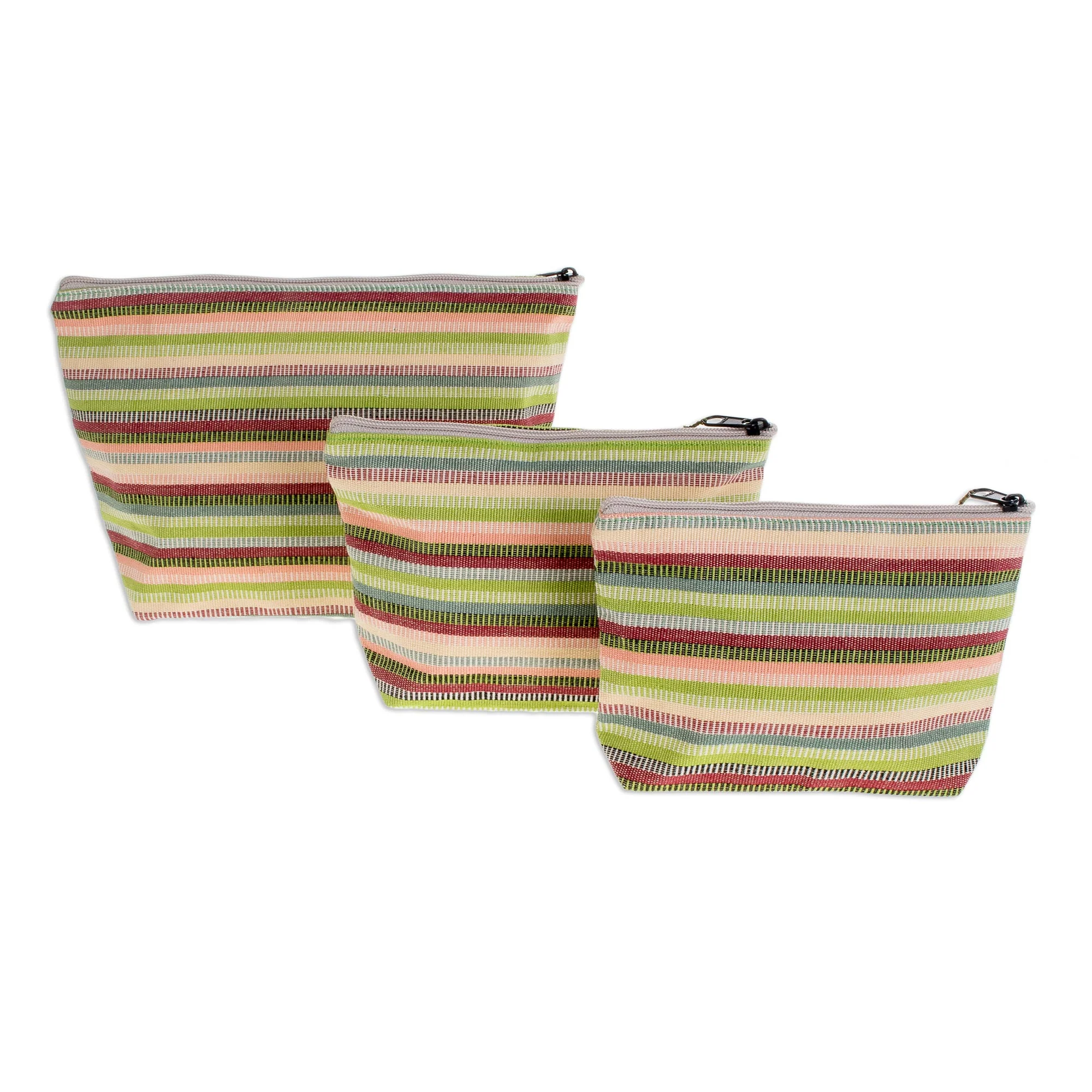 Strawberry Lime Striped Cotton Cosmetic Bags (Set of 3) - Image 4