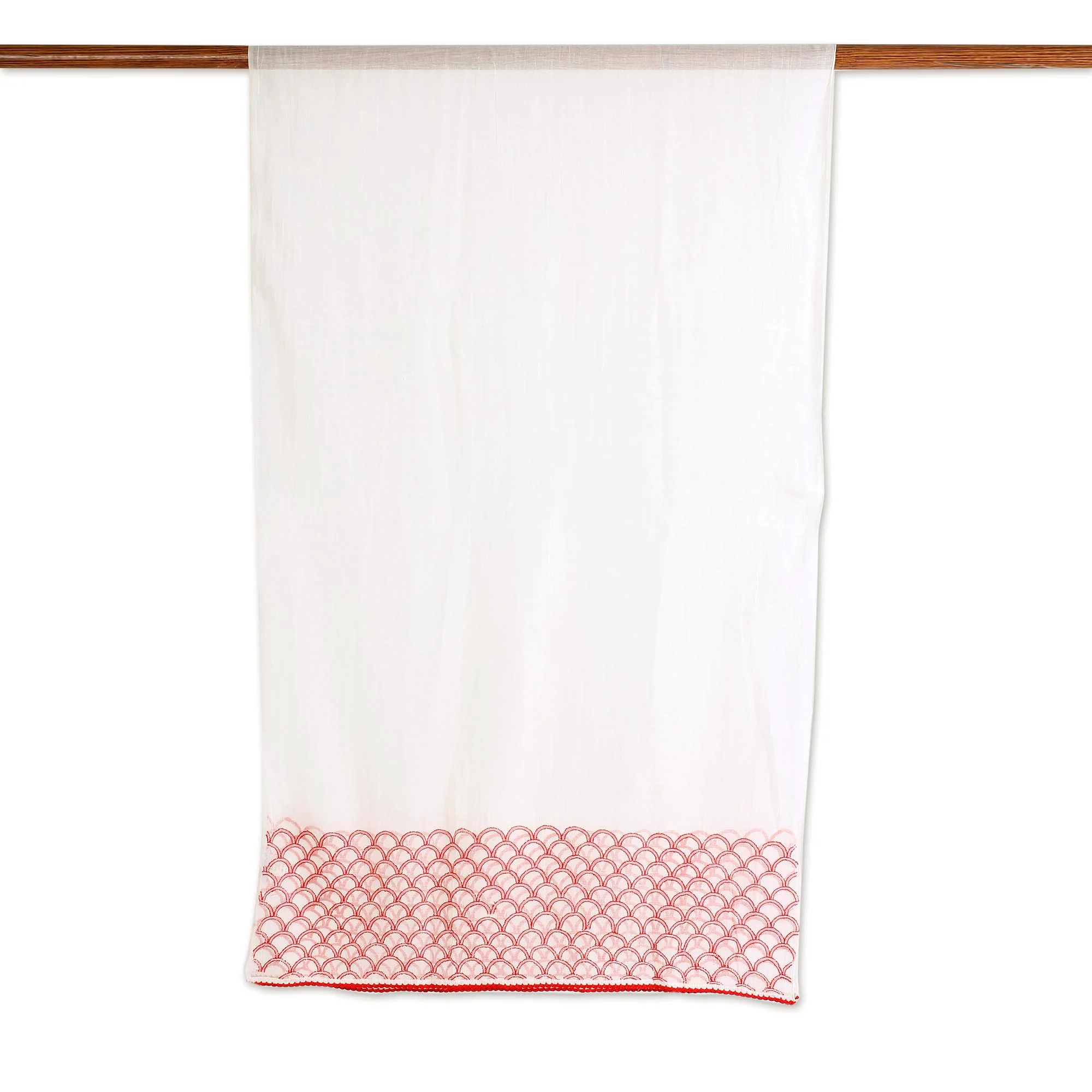 Strawberry Picnic Cotton and Silk Blend Indian Shawl in Natural and Strawberry - Image 4