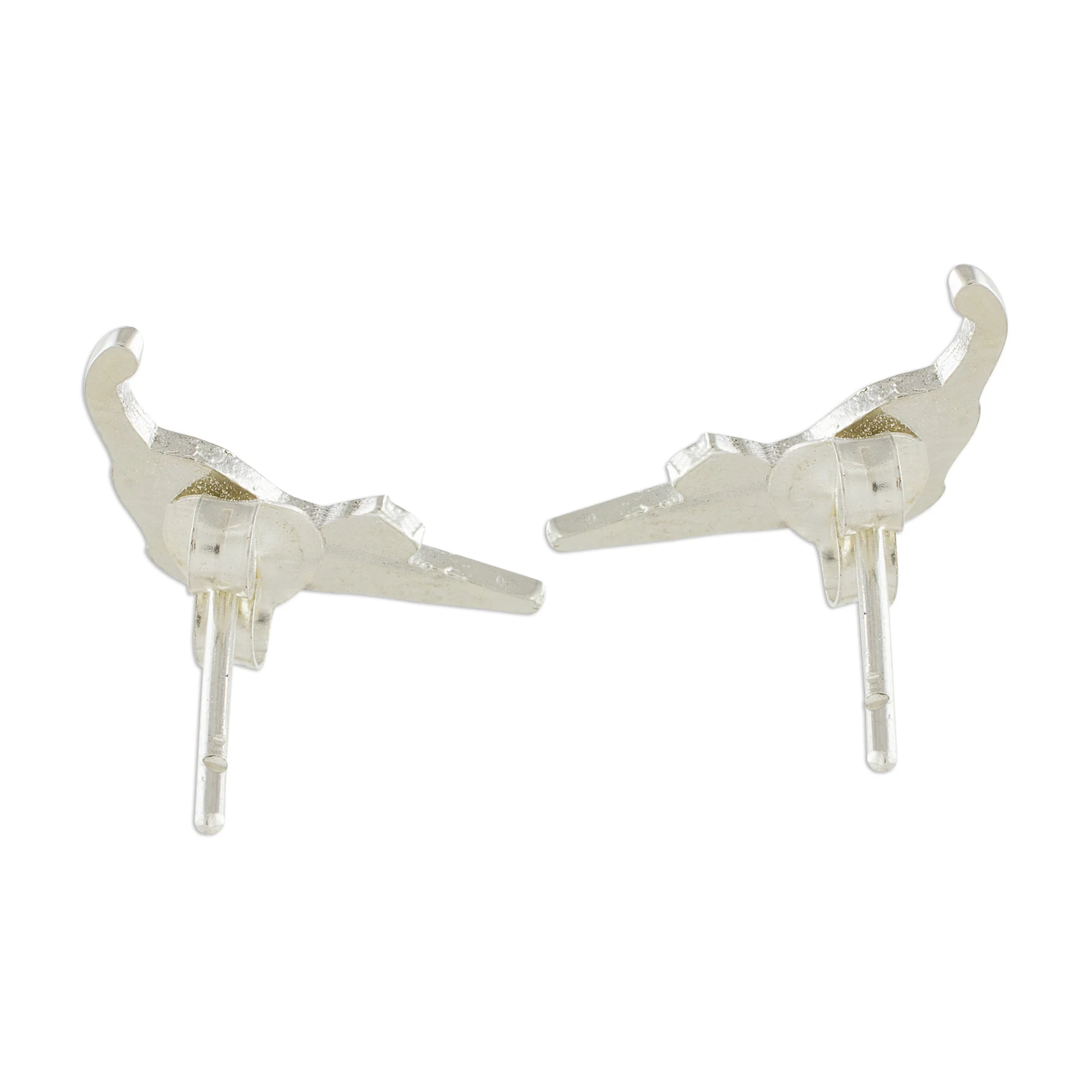 Stretching Cats Handcrafted Sterling Silver Stretching Cat Button Earrings - Image 5
