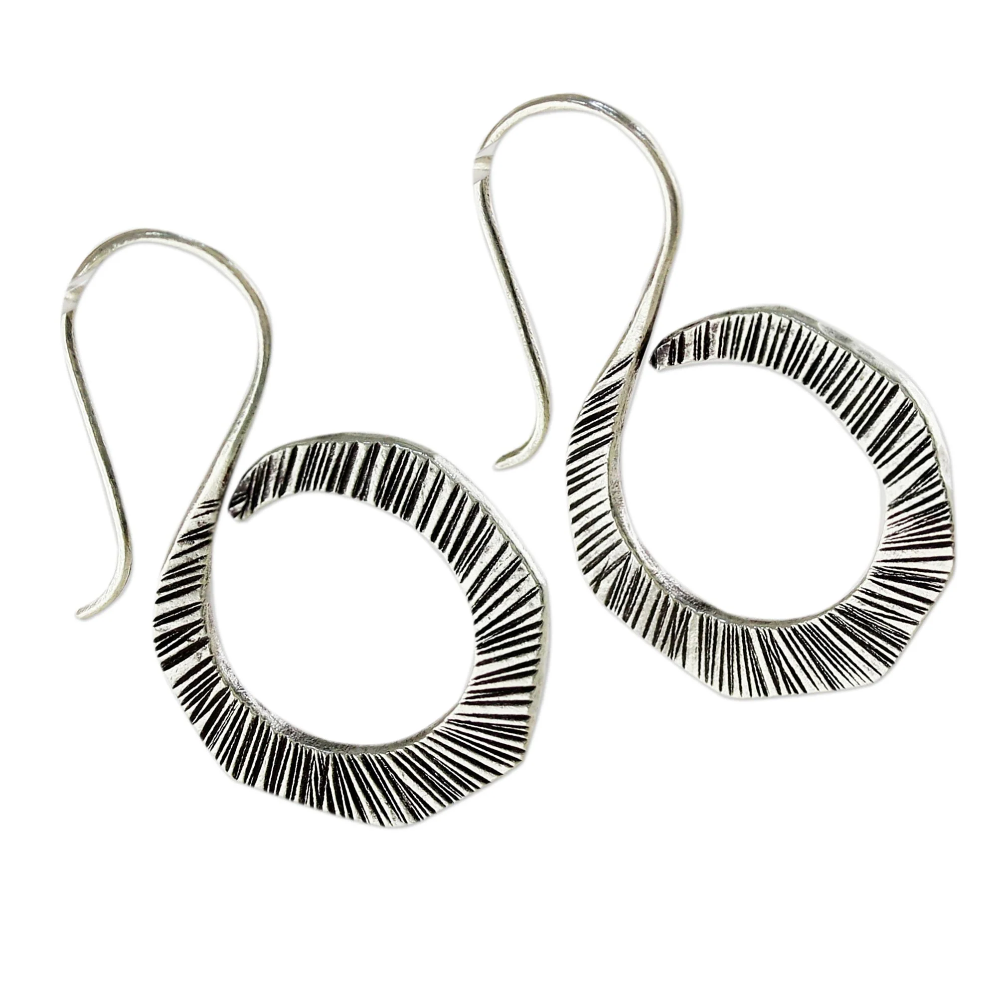 Striped Swan Thai Silver Drop Earrings in Geometric Shape for Women - Image 5