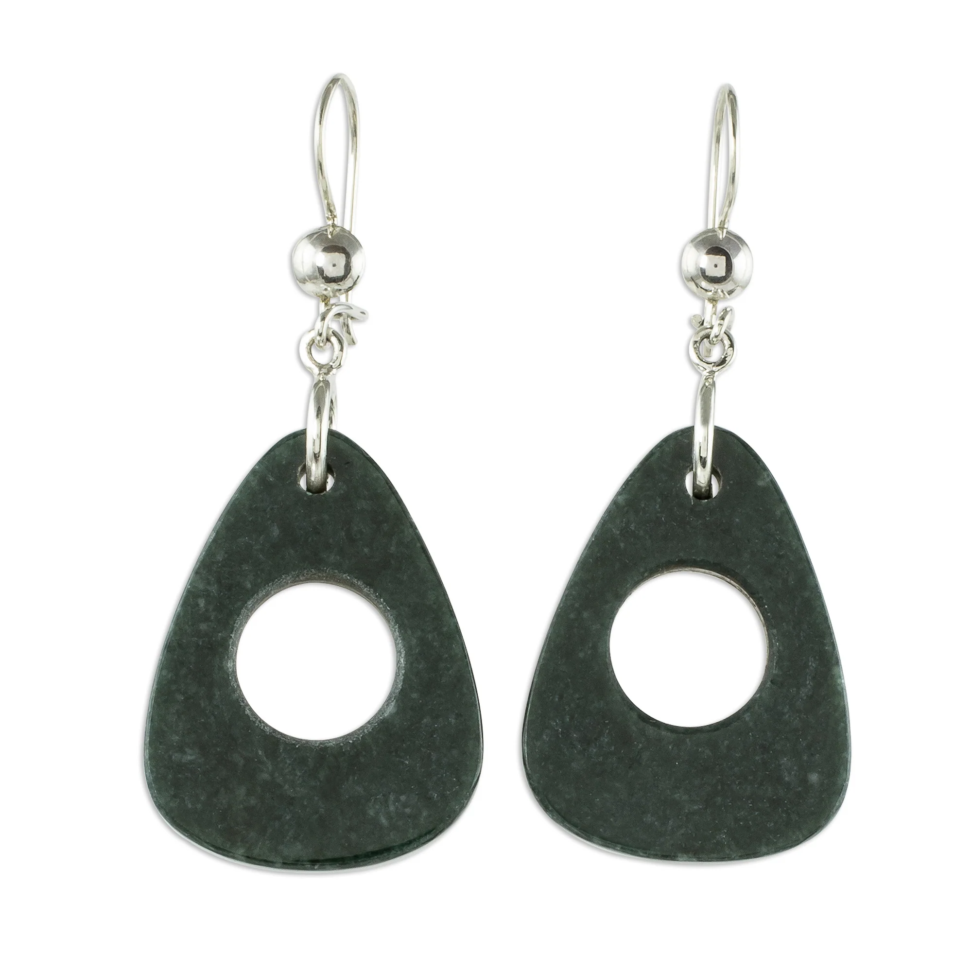 Strum in Dark Green Natural Green Jade Dangle Earrings - Image 2
