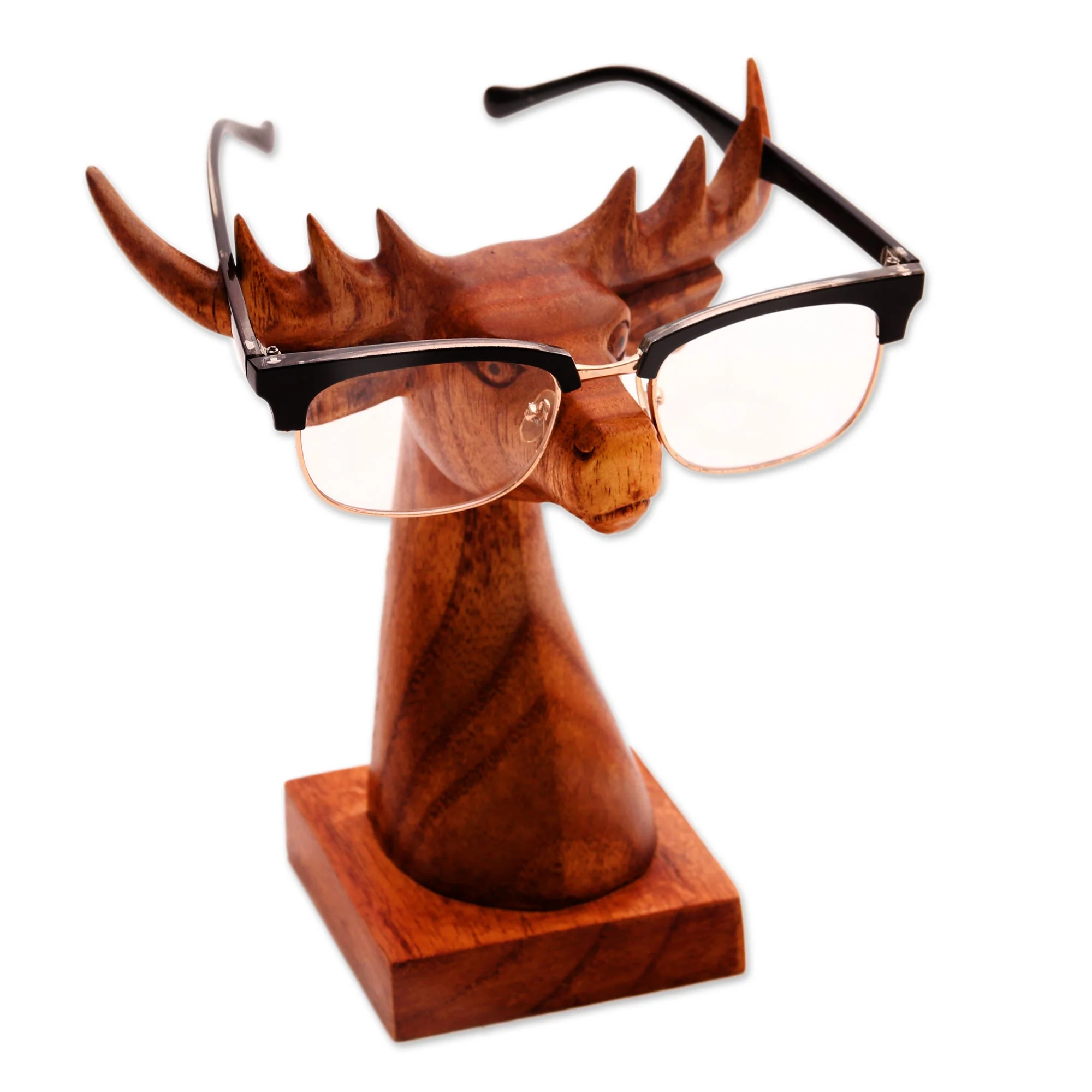 Studious Deer in Natural Deer-Shaped wood Eyeglasses Stand with a Natural Finish - Image 2