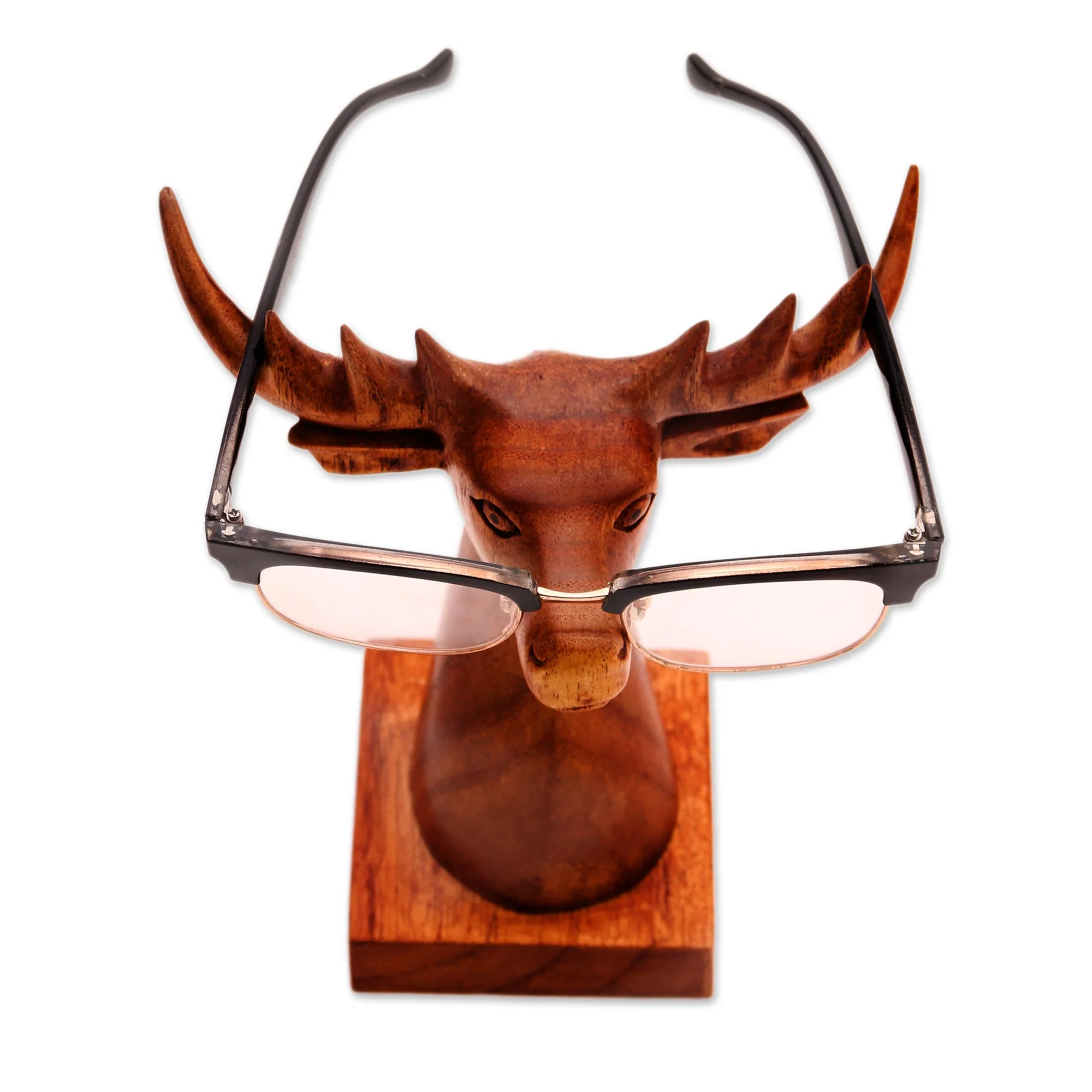 Studious Deer in Natural Deer-Shaped wood Eyeglasses Stand with a Natural Finish - Image 5