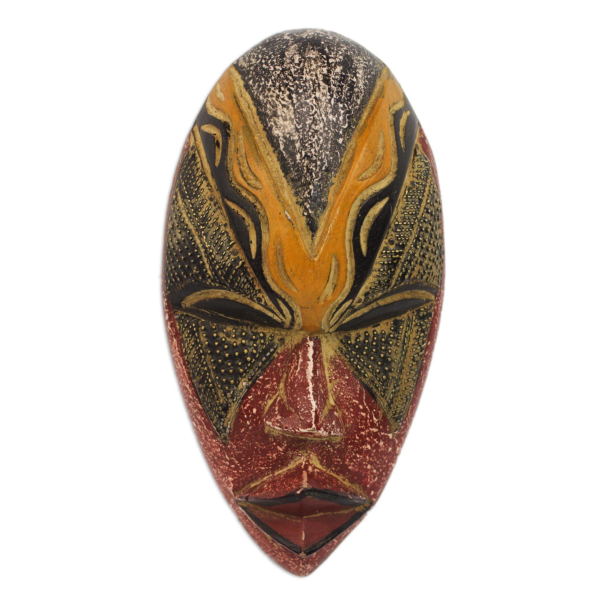 Stunning Amahle Carved Wooden African Wall Mask - Image 2