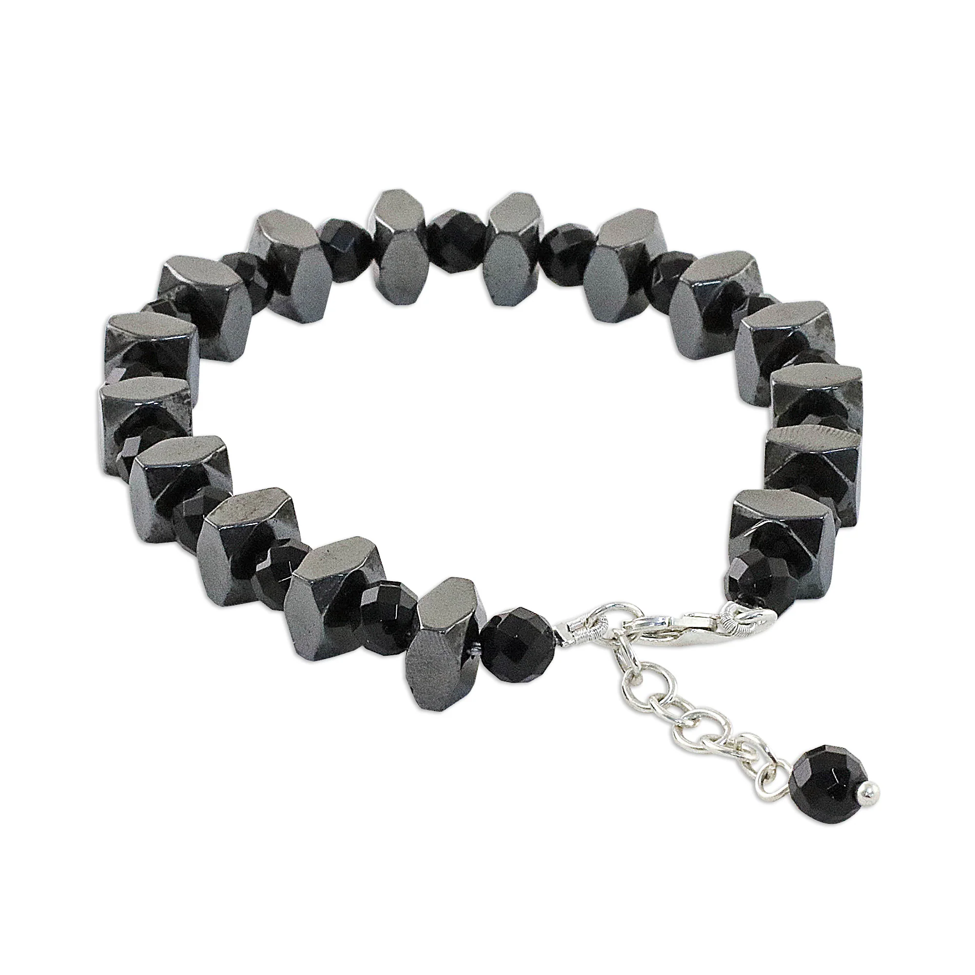 Style by Night Onyx and Hematite Beaded Bracelet from Thailand - Image 2