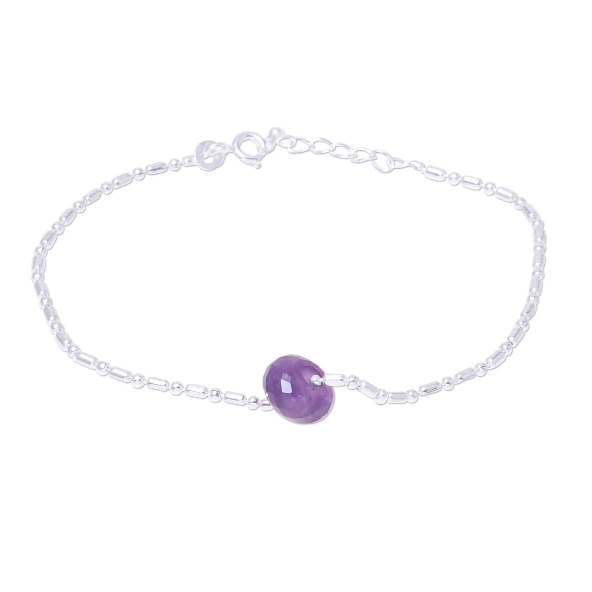 Stylish Dazzle 2.5-Carat Amethyst Pendant Bracelet from India - Image 2