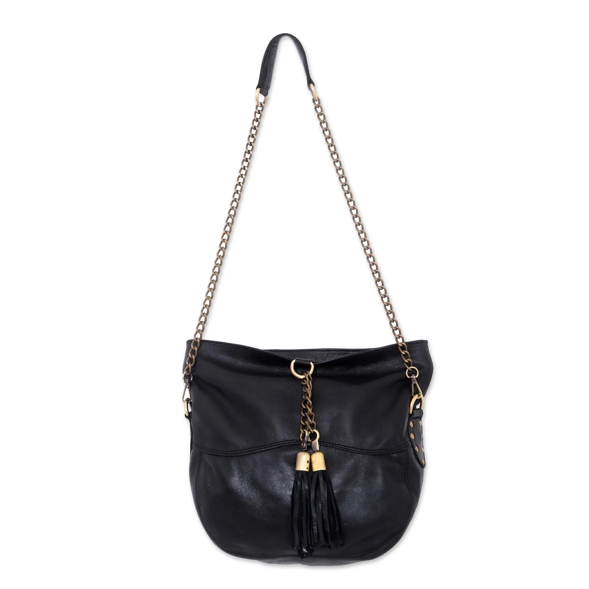 Stylish Lady Charcoal Grey Leather Shoulder Bag from Indonesia - Image 2