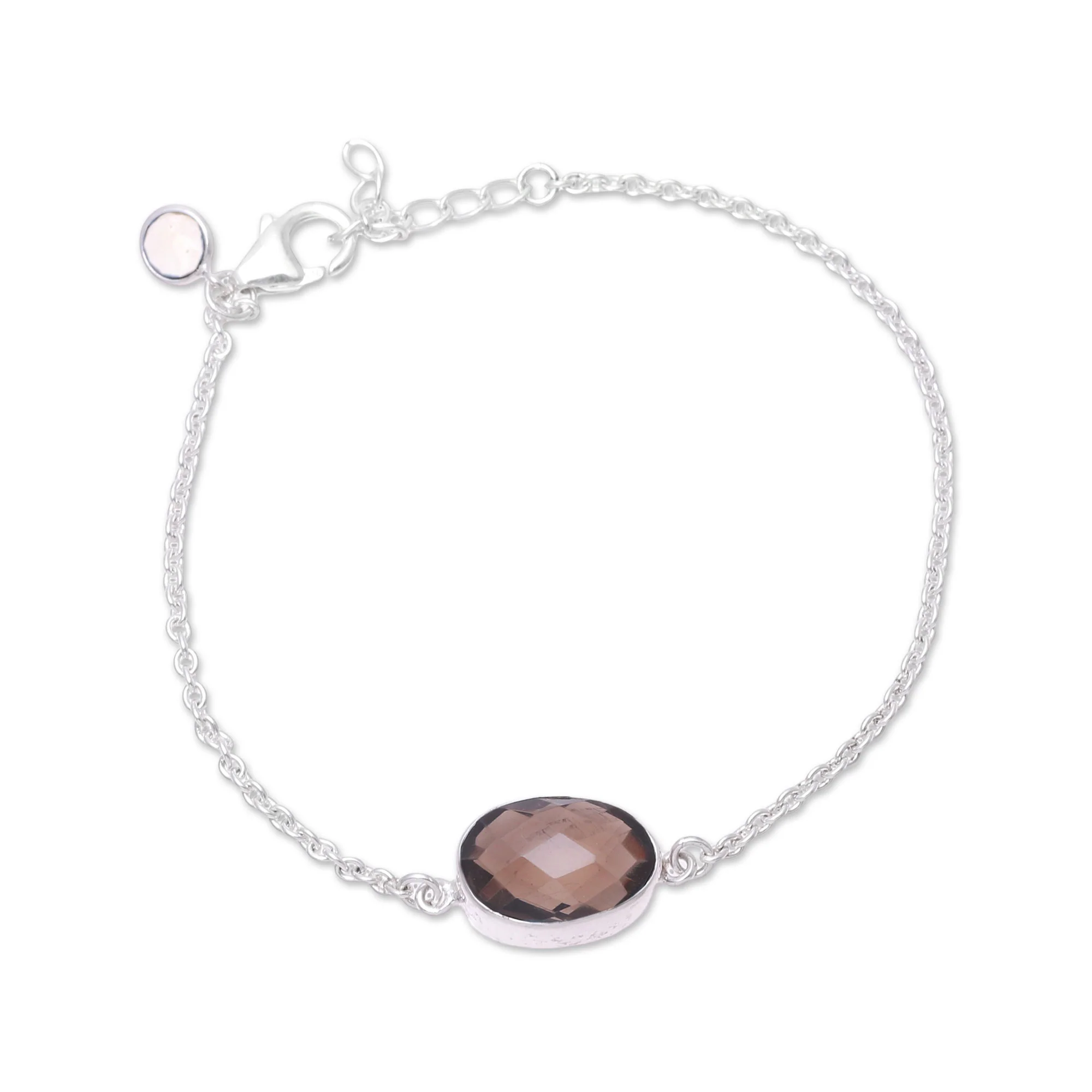 Stylish Sparkle Smoky Quartz and Citrine Pendant Bracelet from India - Image 4