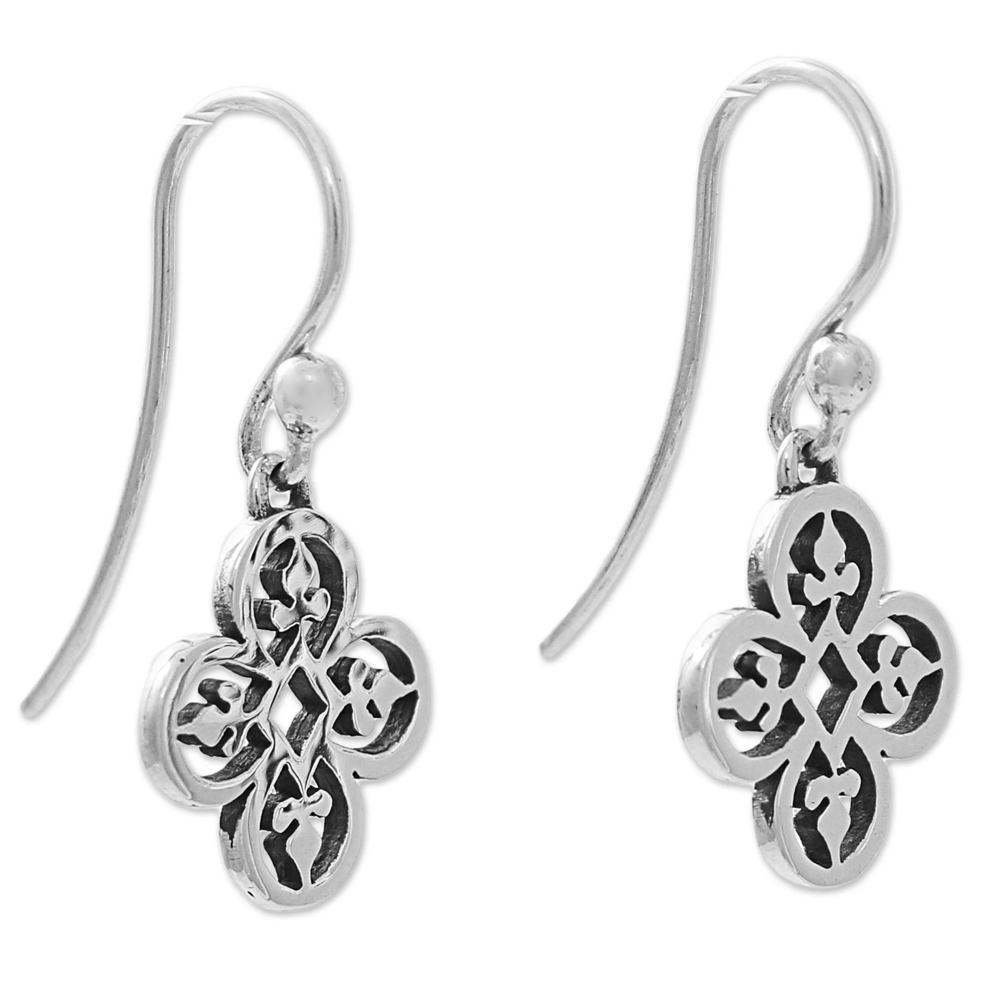 Suave Clovers Hand Made Sterling Silver Clover Dangle Earrings Mexico - Image 4