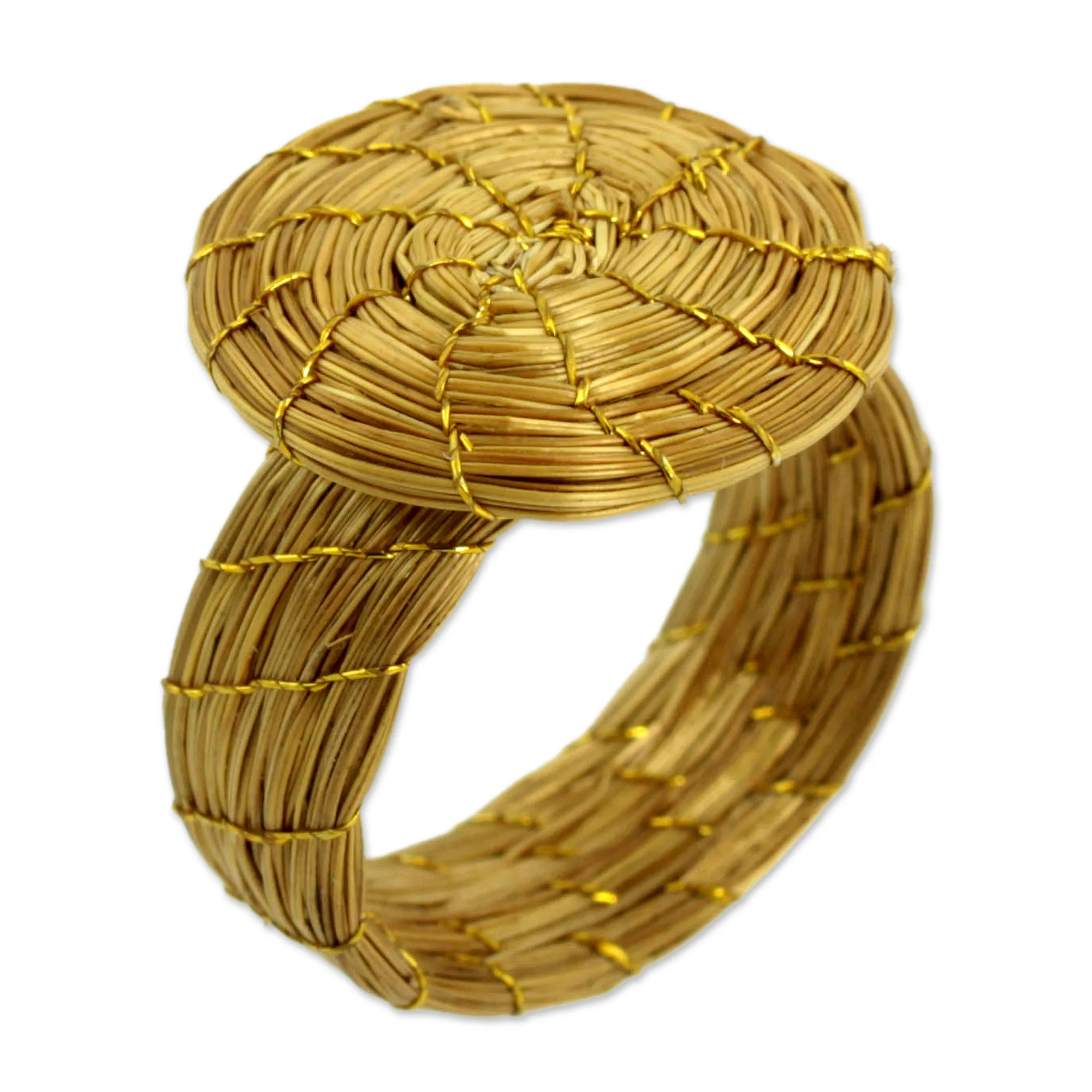Sublime Nature Fair Trade Golden Grass Hand Crafted Cocktail Ring - Image 2