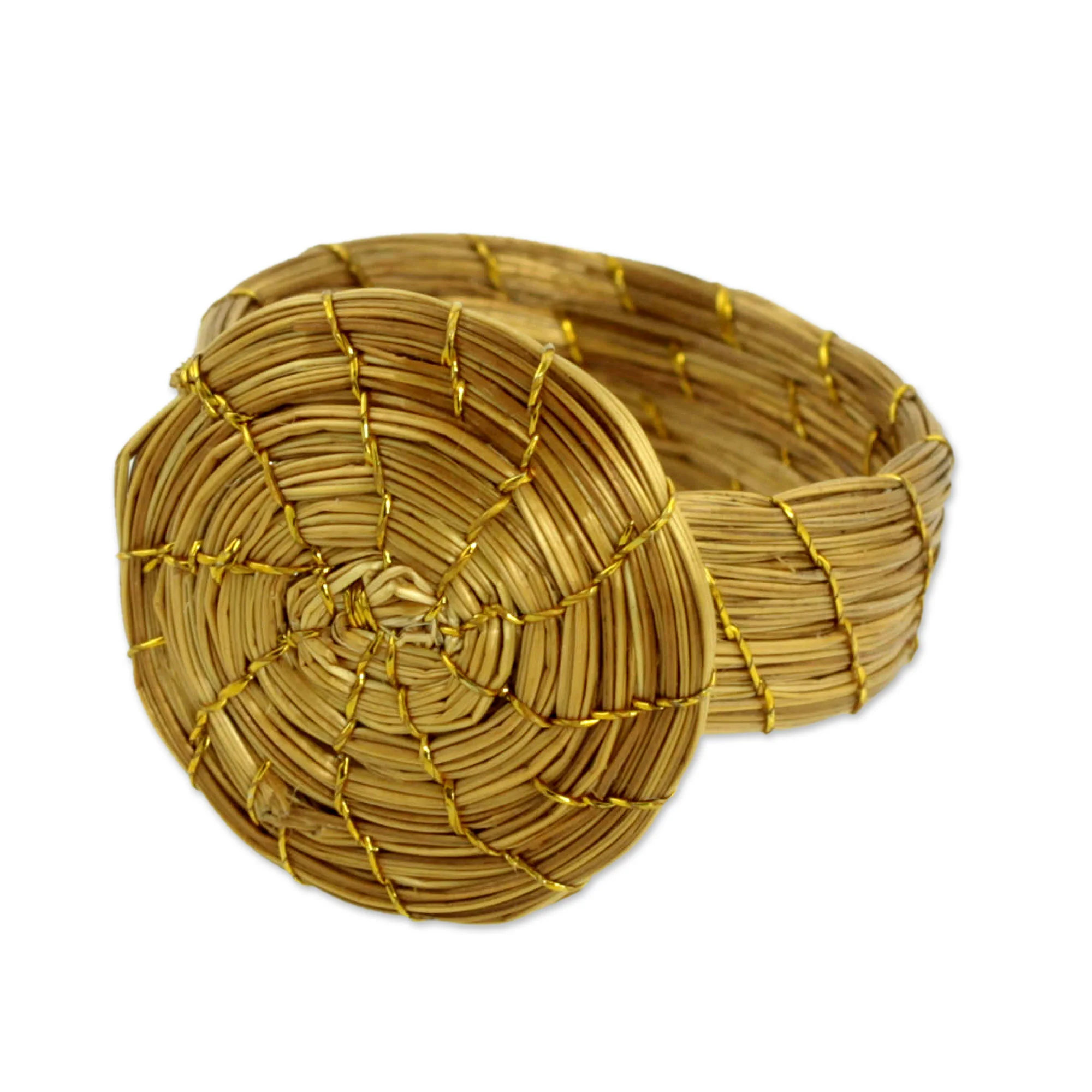 Sublime Nature Fair Trade Golden Grass Hand Crafted Cocktail Ring - Image 3