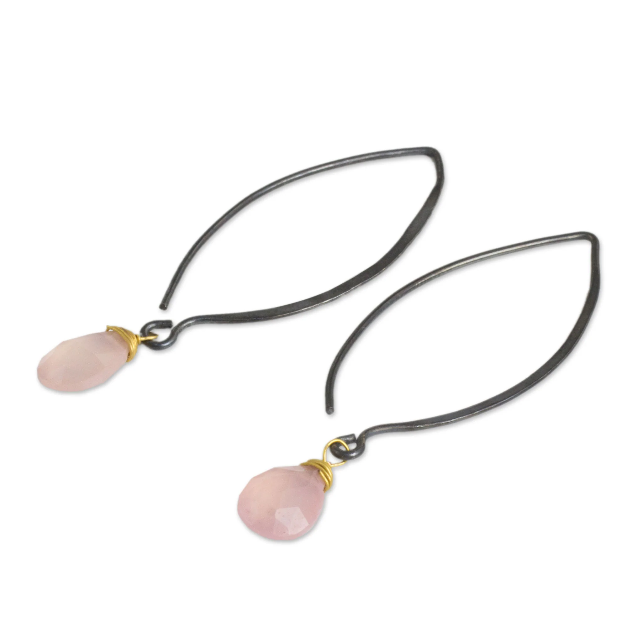 Sublime Pink Sparkle Gold Vermeil Accent Pink Chalcedony Earrings with Silver - Image 3
