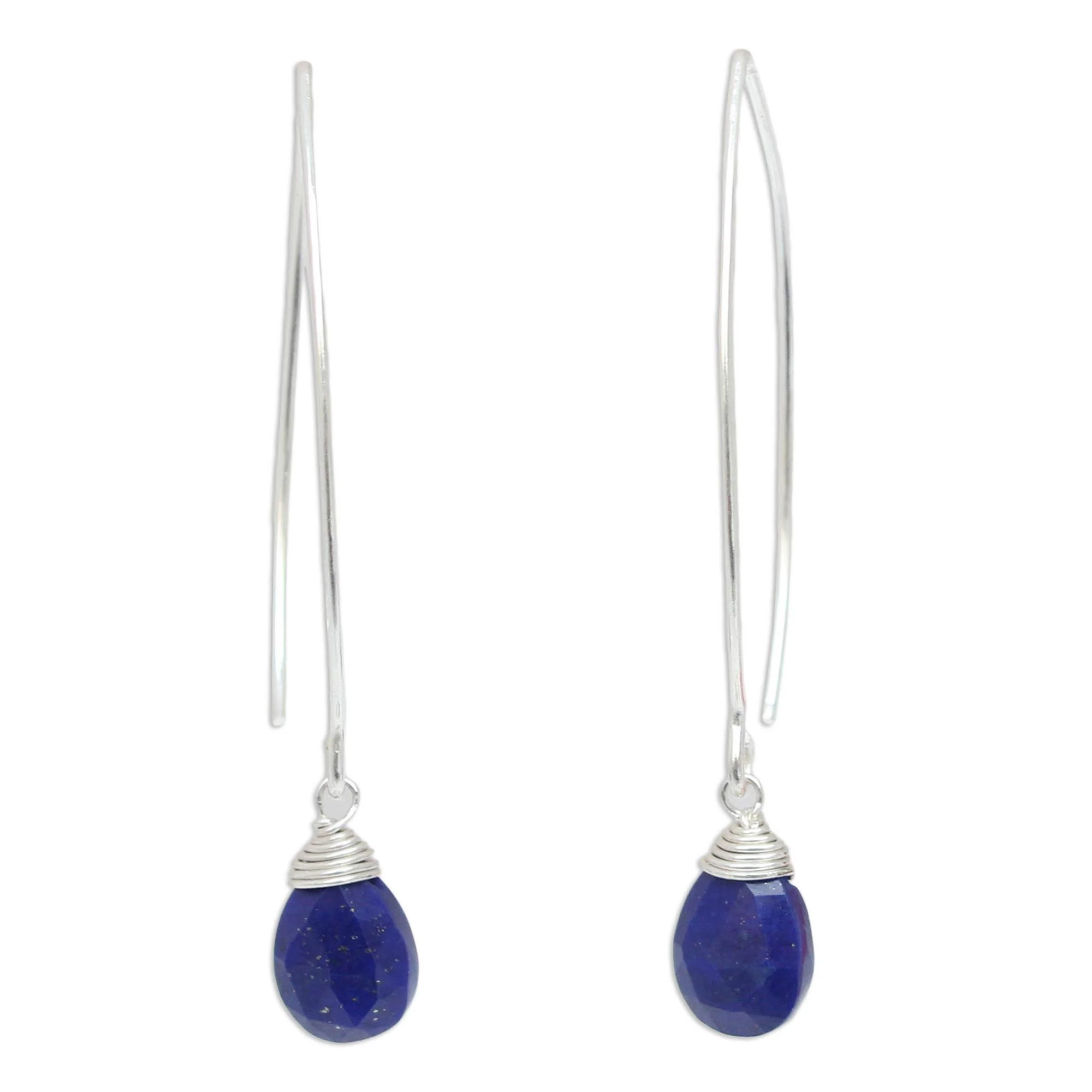 Sublime Sterling Silver & Lapis Lazuli Dangle Earrings - Image 2