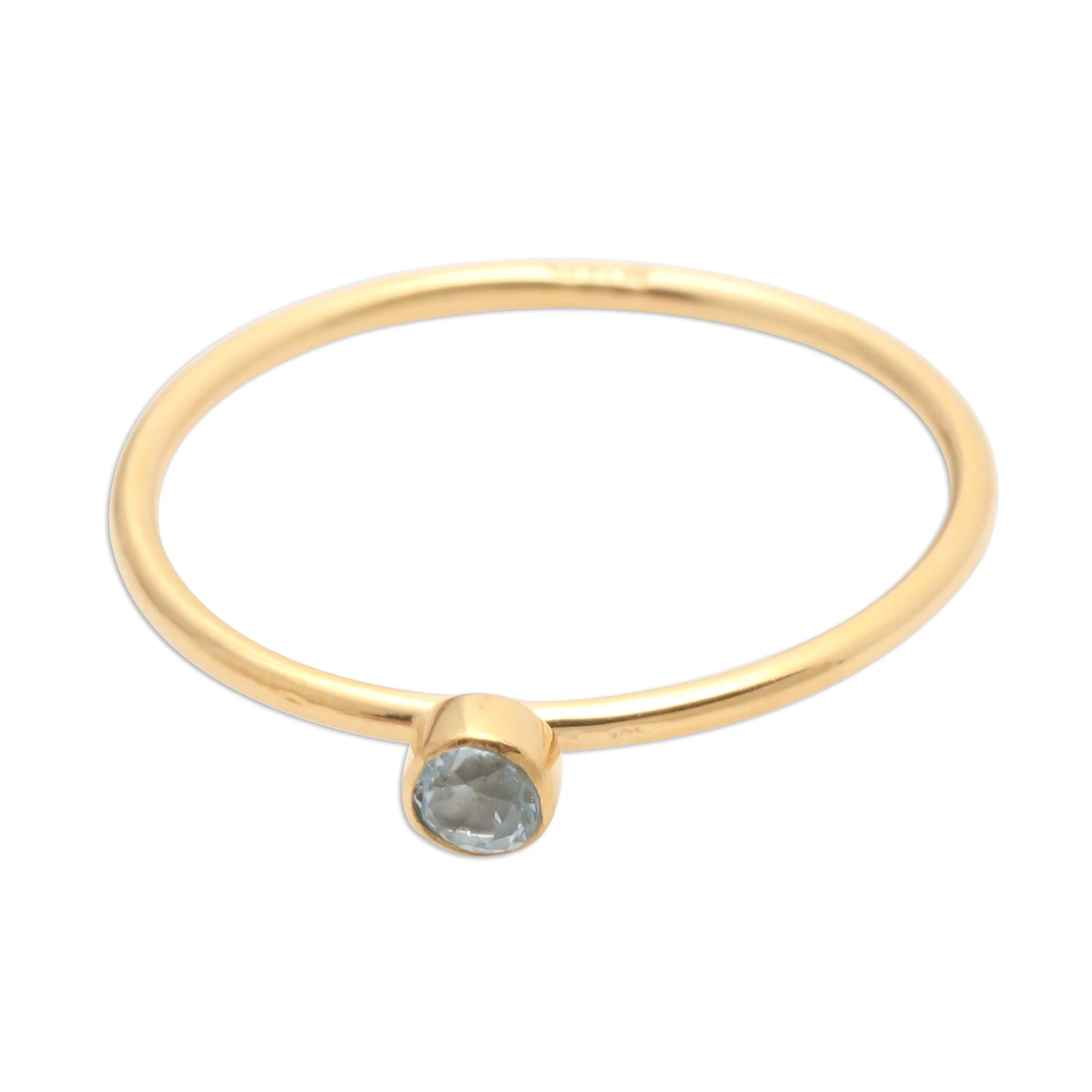 Subtly Sweet 18k Gold Plated Solitaire Ring with Blue Quartz - Image 2
