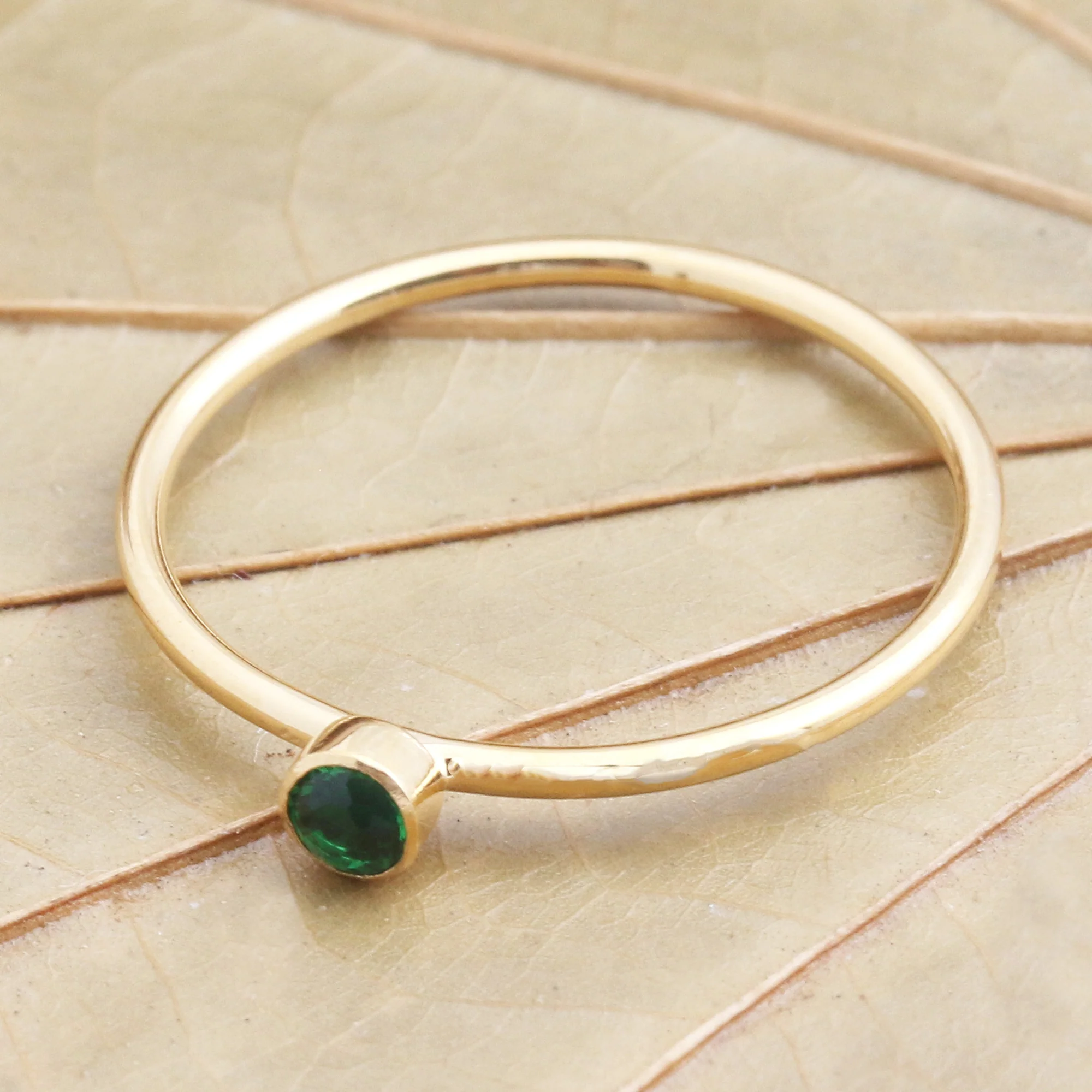 Subtly Sweet Green Quartz Gold Plated Solitaire Ring - Image 3