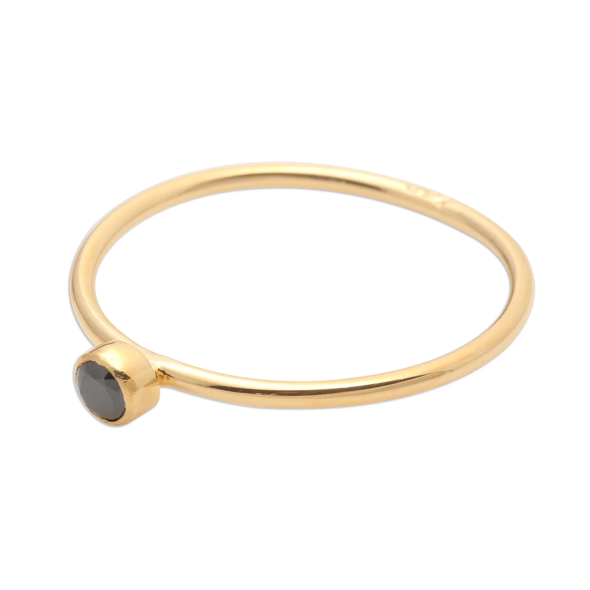 Subtly Sweet Onyx Solitaire Ring in 18k Gold Plated Sterling Silver - Image 4