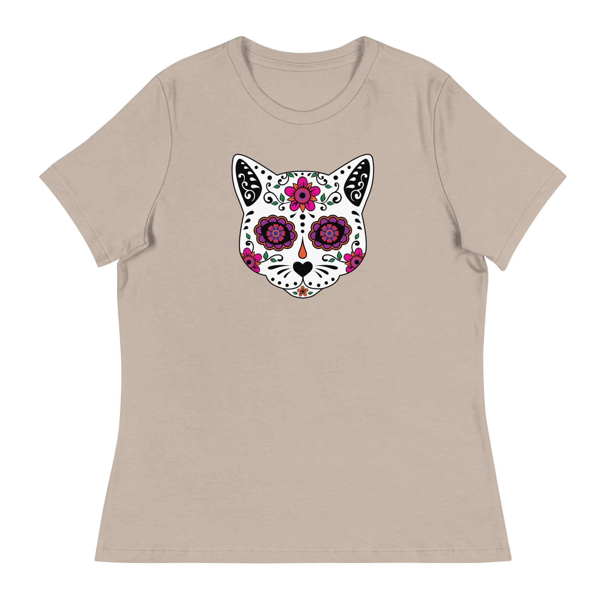Sugar Skull Cat Women's Relaxed T-Shirt - Image 9