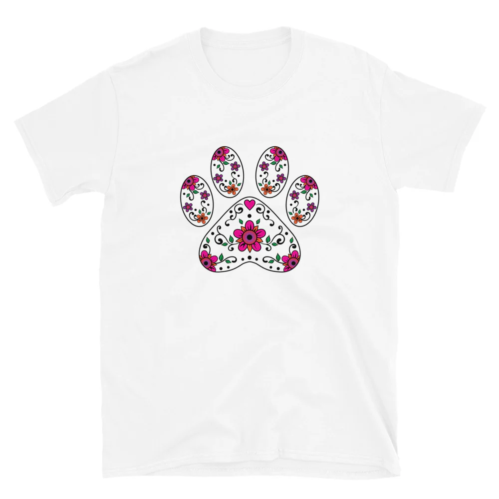 Sugar Skull Paw Print T-Shirt - Image 6