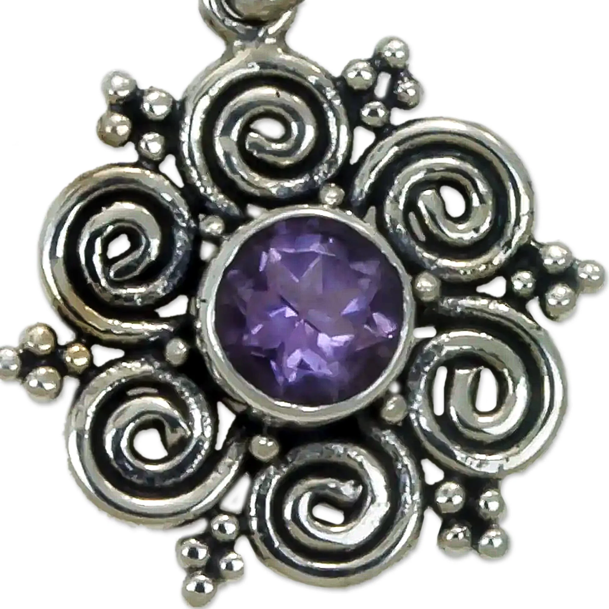 Sumatran Blossom Sumatran Amethyst Floral Earrings - Image 3