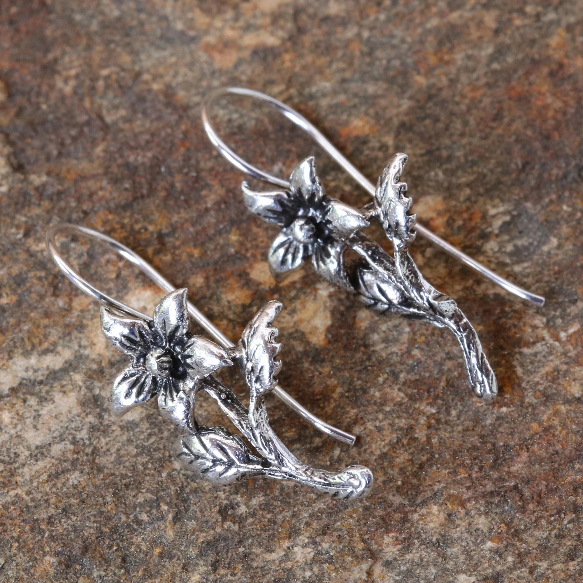 Summer Blooming Sterling Silver Blooming Flower Earrings from Thailand - Image 3