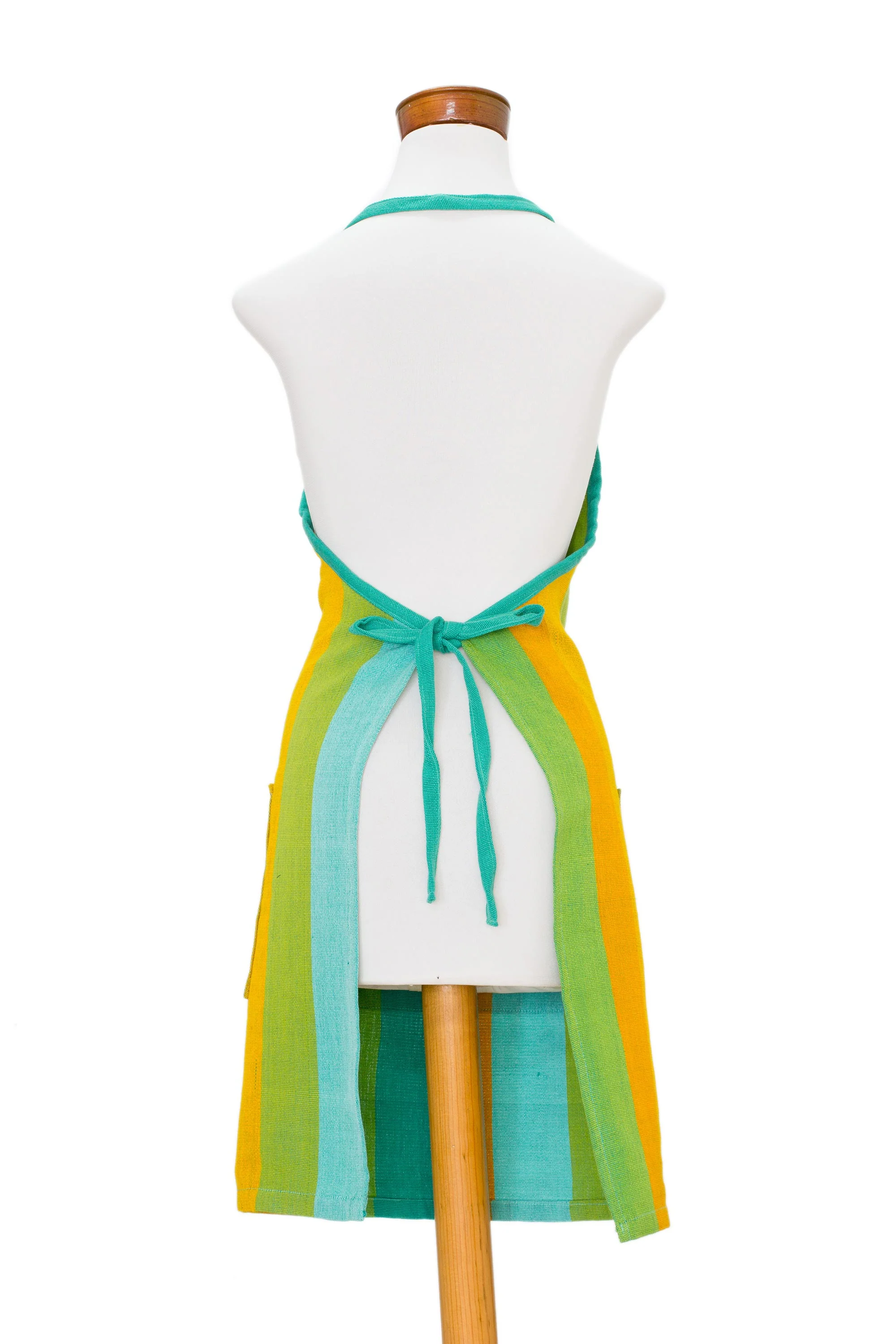 Summer Cooking Handwoven Striped Cotton Apron from Guatemala - Image 3