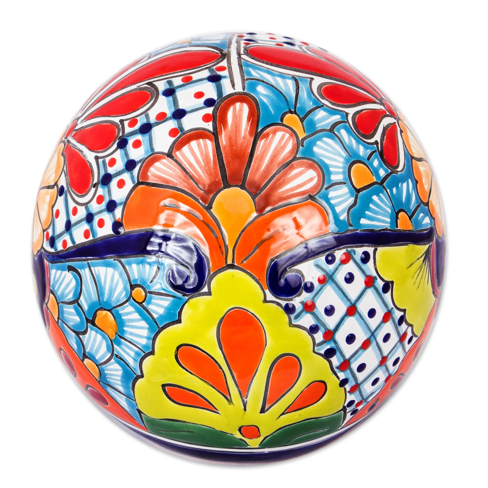 Summer Designs Floral Talavera-Style Ceramic Decorative Accent from Mexico - Image 5