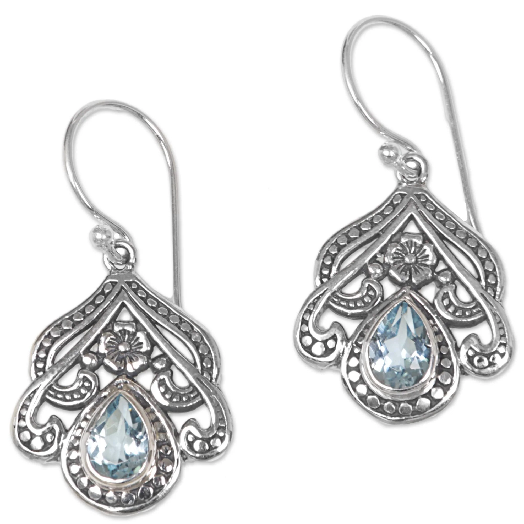 Summer Raindrops Blue Topaz Silver Dangle Earrings - Image 3