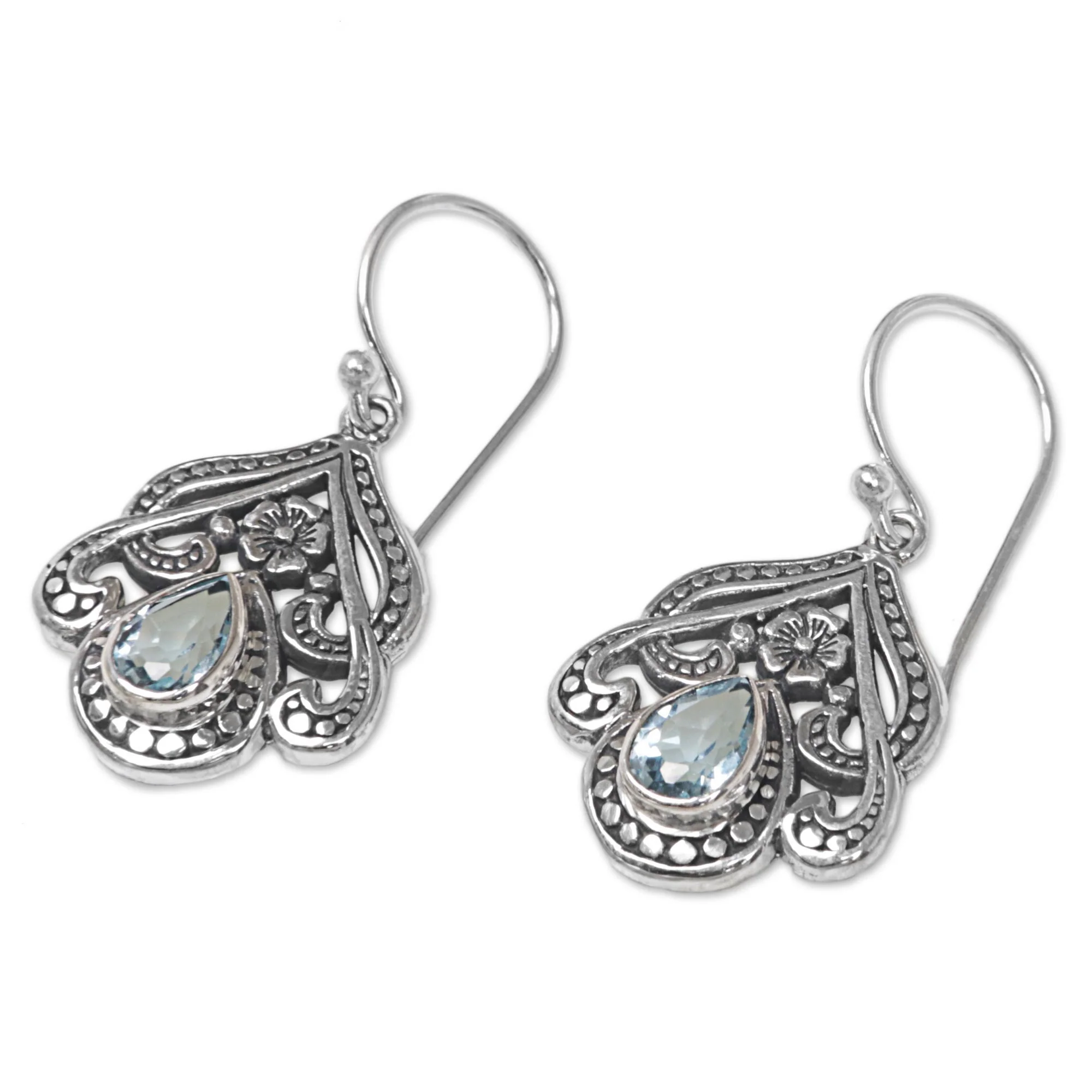 Summer Raindrops Blue Topaz Silver Dangle Earrings - Image 4