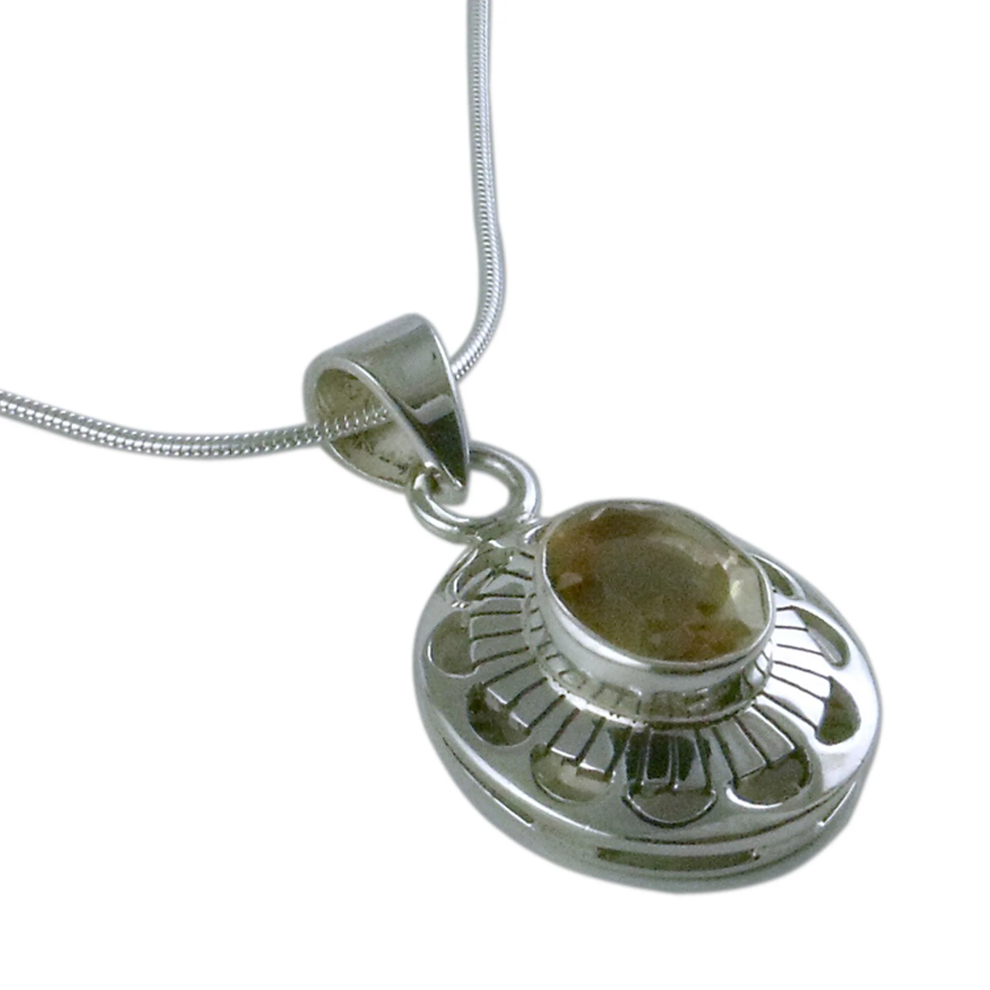 Sun Halo Sterling Silver Necklace with Citrine from India Jewelry - Image 4
