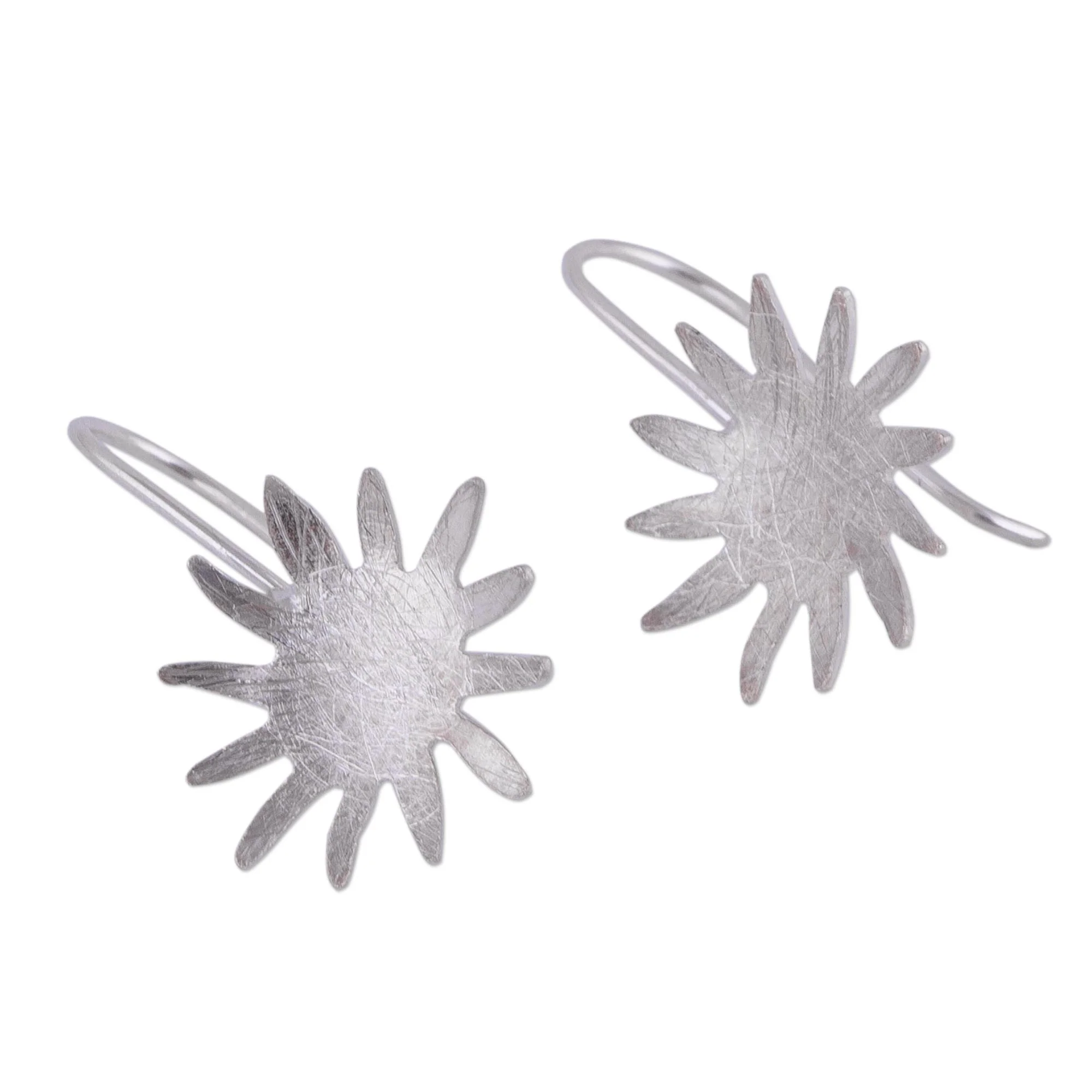 Sun Splash Sun-Shaped Sterling Silver Drop Earrings from Peru - Image 4
