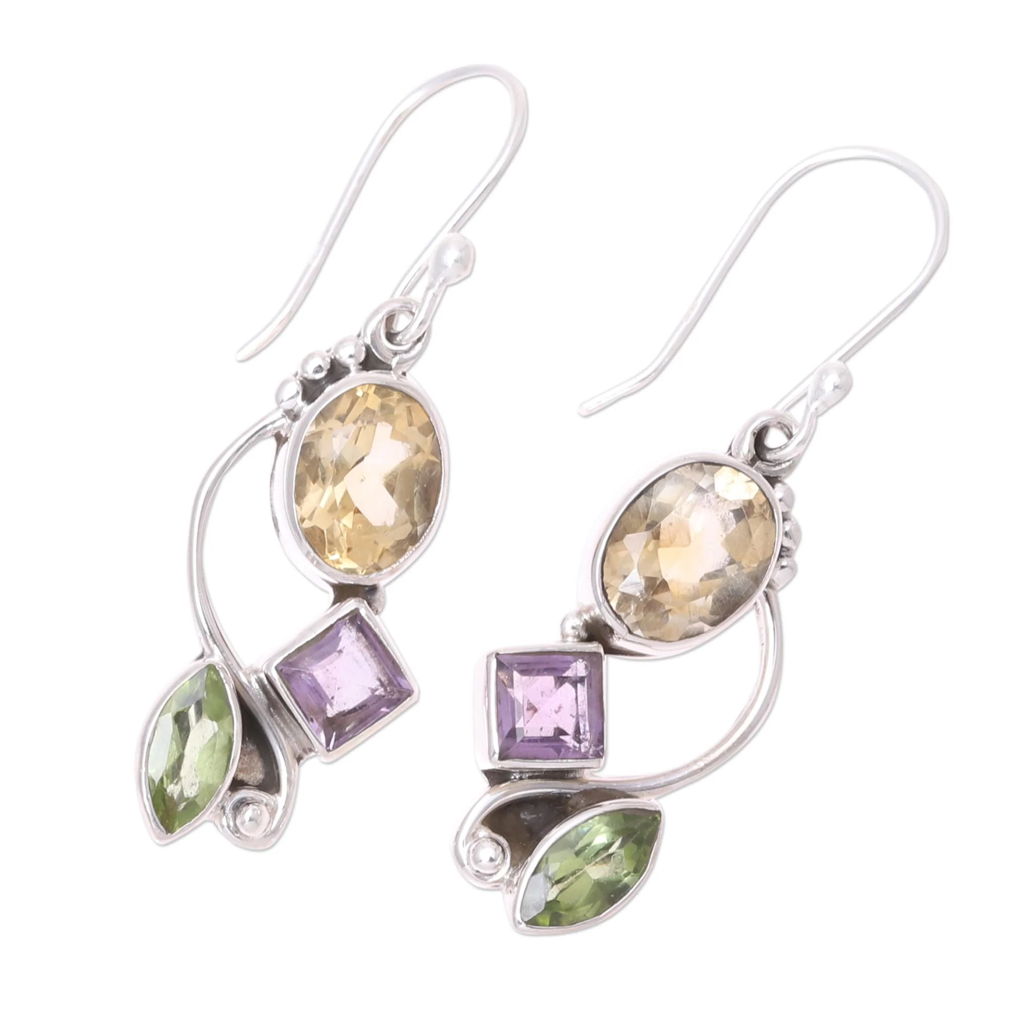 Sun with Violets Multi-Gem Citrine Earrings - Image 4