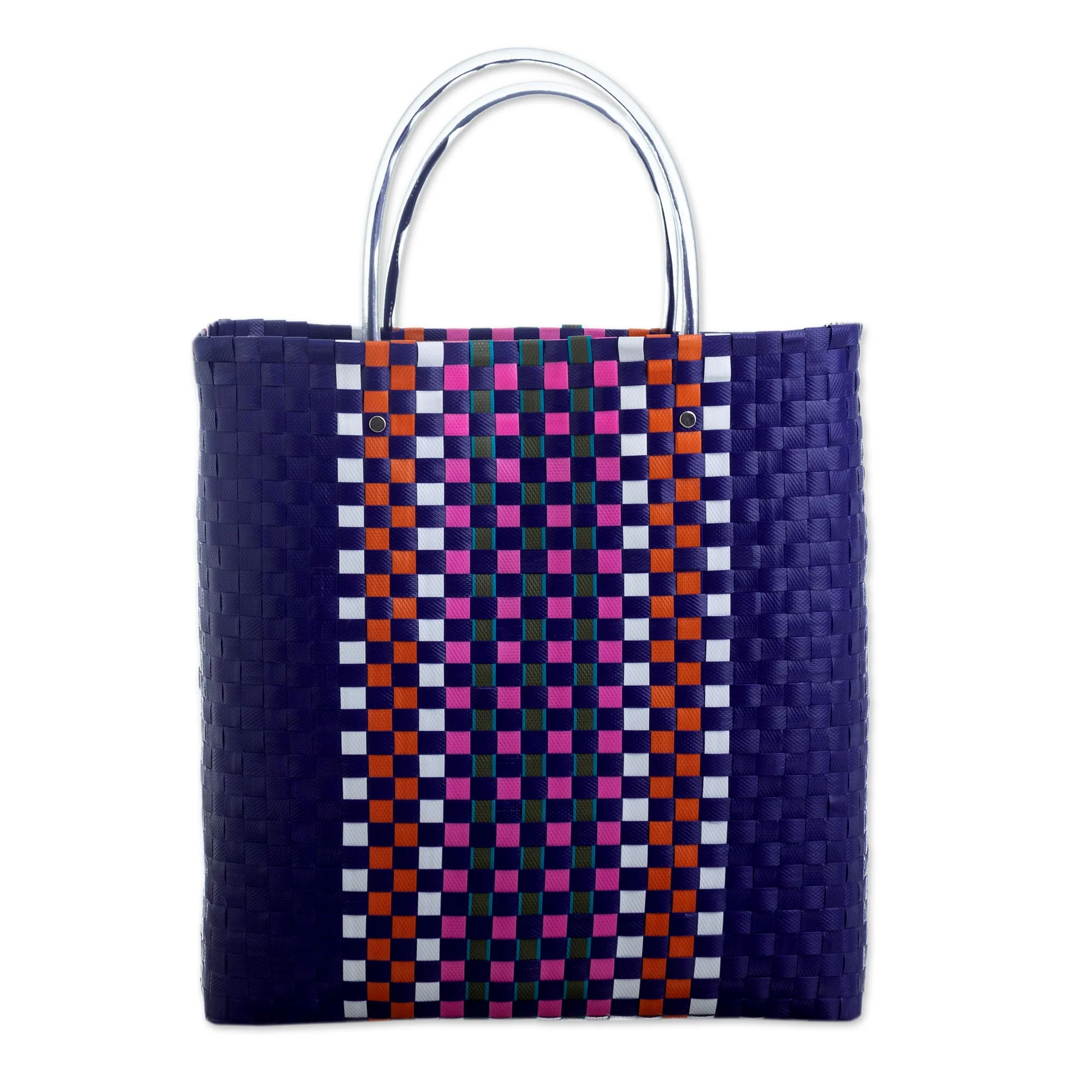 Sunday Market in Blue Recycled Materials Tote Bag - Image 3