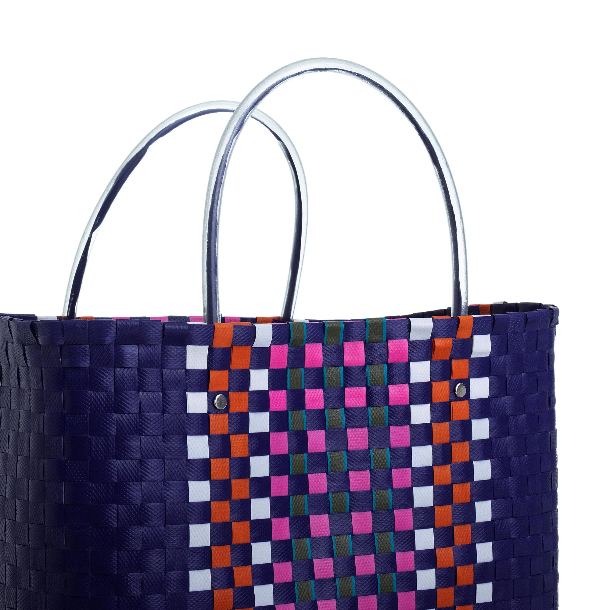Sunday Market in Blue Recycled Materials Tote Bag - Image 4