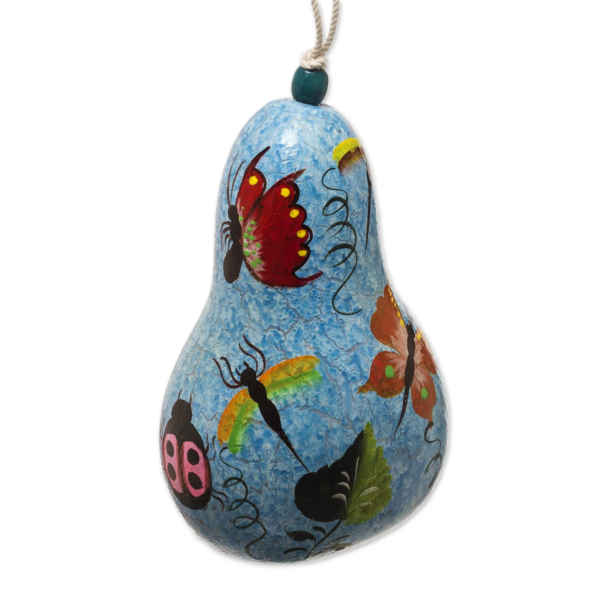 Sunflower and Sky Hand Painted Dried Gourd Birdhouse - Image 4