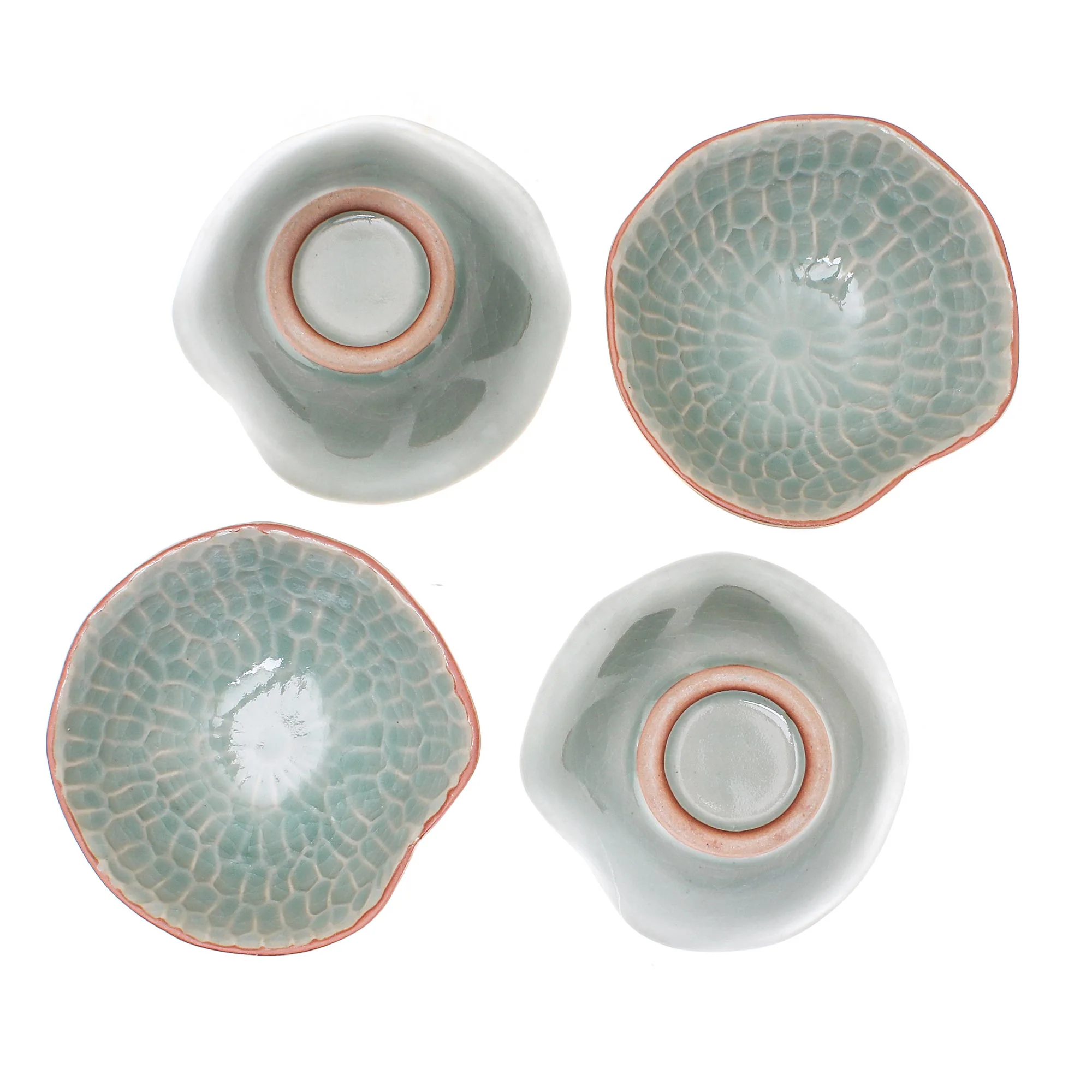 Sunflower Dream Celadon Ceramic Appetizer Bowls from Thailand (Set of 4) - Image 5